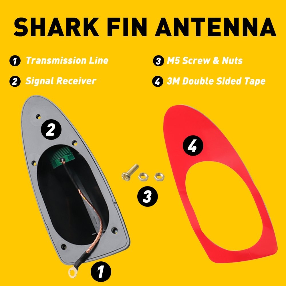 1-10 Universal Shark Fin Antenna Car Signal Radio AM/FM Aerial Gloss Black Cover