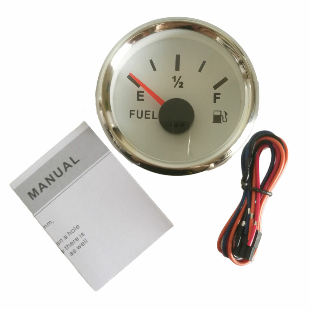 52MM White Gas Fuel Gauge 0-90ohms for Car Truck Marine 12/24V Red Led USA STOCK