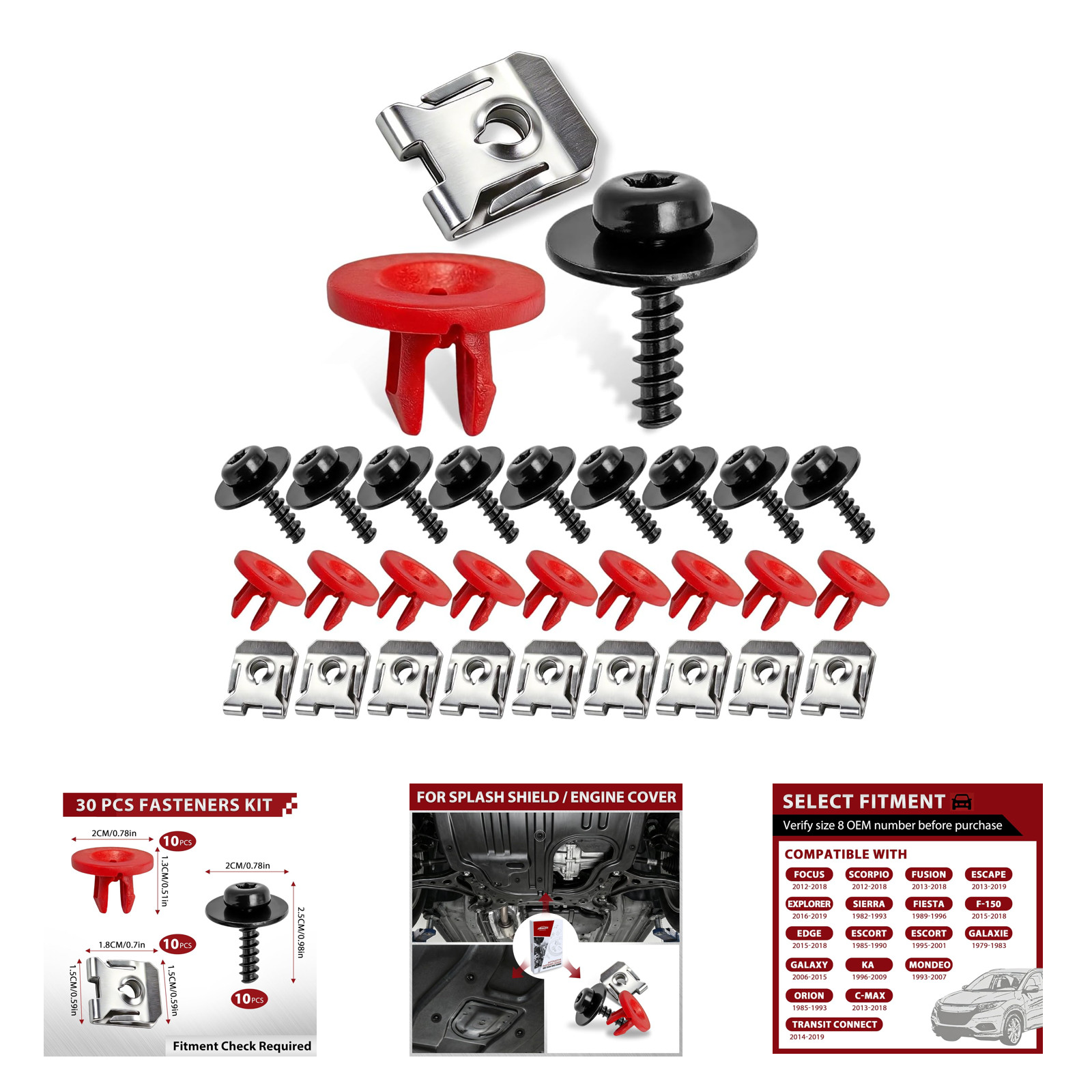 Engine Splash Shield Screws Kit Nylon Metal Compatibility Ford Escape Fusion F