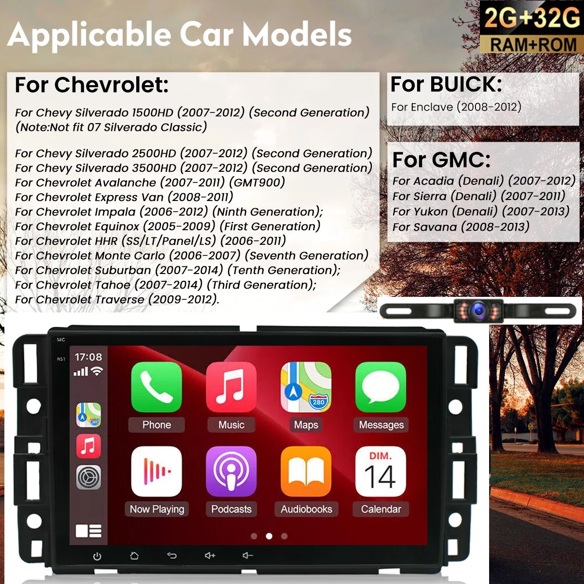 For 2008-2012 Buick Enclave Android 14.0 Apple Carplay Car GPS Stereo Radio