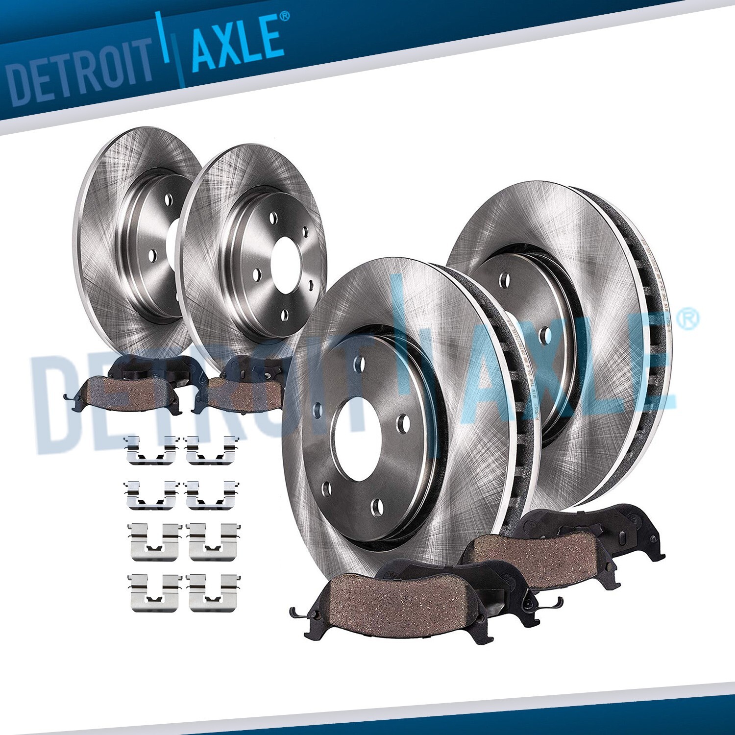 8pc Front & Rear Rotors Ceramic Brake Pads Kit for 2017 2018 Hyundai Santa Fe XL