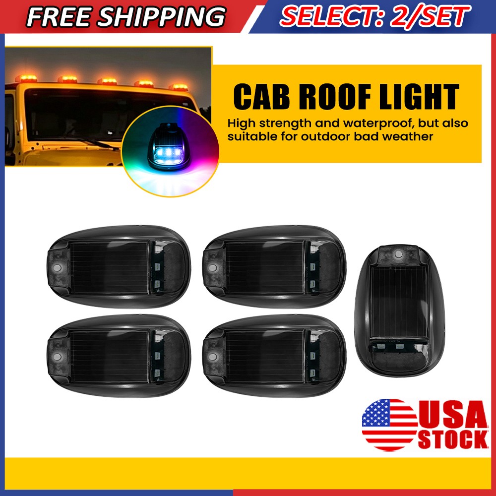10x Wireless Solar Powered RGB LED Cab Lights Roof Lamps For Trailer RV w/Remote