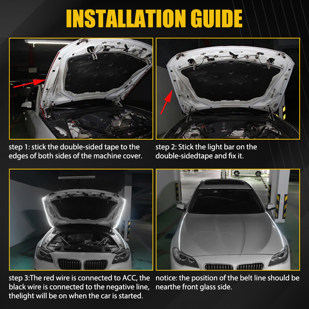 150/180cm Start Scan Dynamic Car LED DRL Hood Light Strip Daytime Running Light
