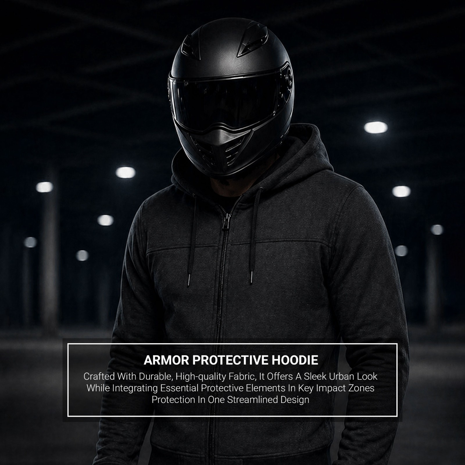 Men’s Motorcycle Protective Hoodie CE Armor Fleece Riding Jacket Zip-Up Grey Mot