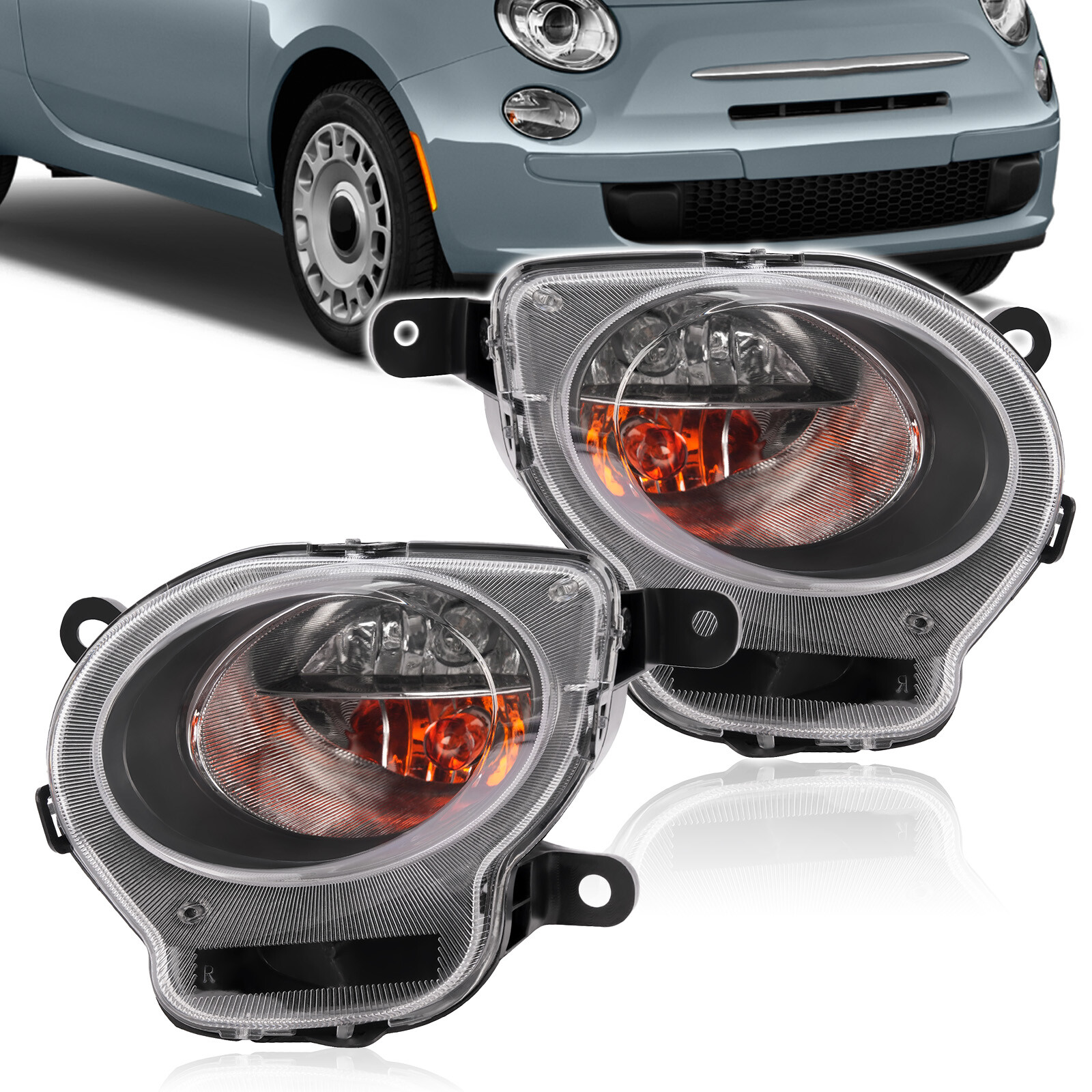 For Fiat 500 2012-2017 Clear Lens Front Right + Left Turn Signal Parking Lights