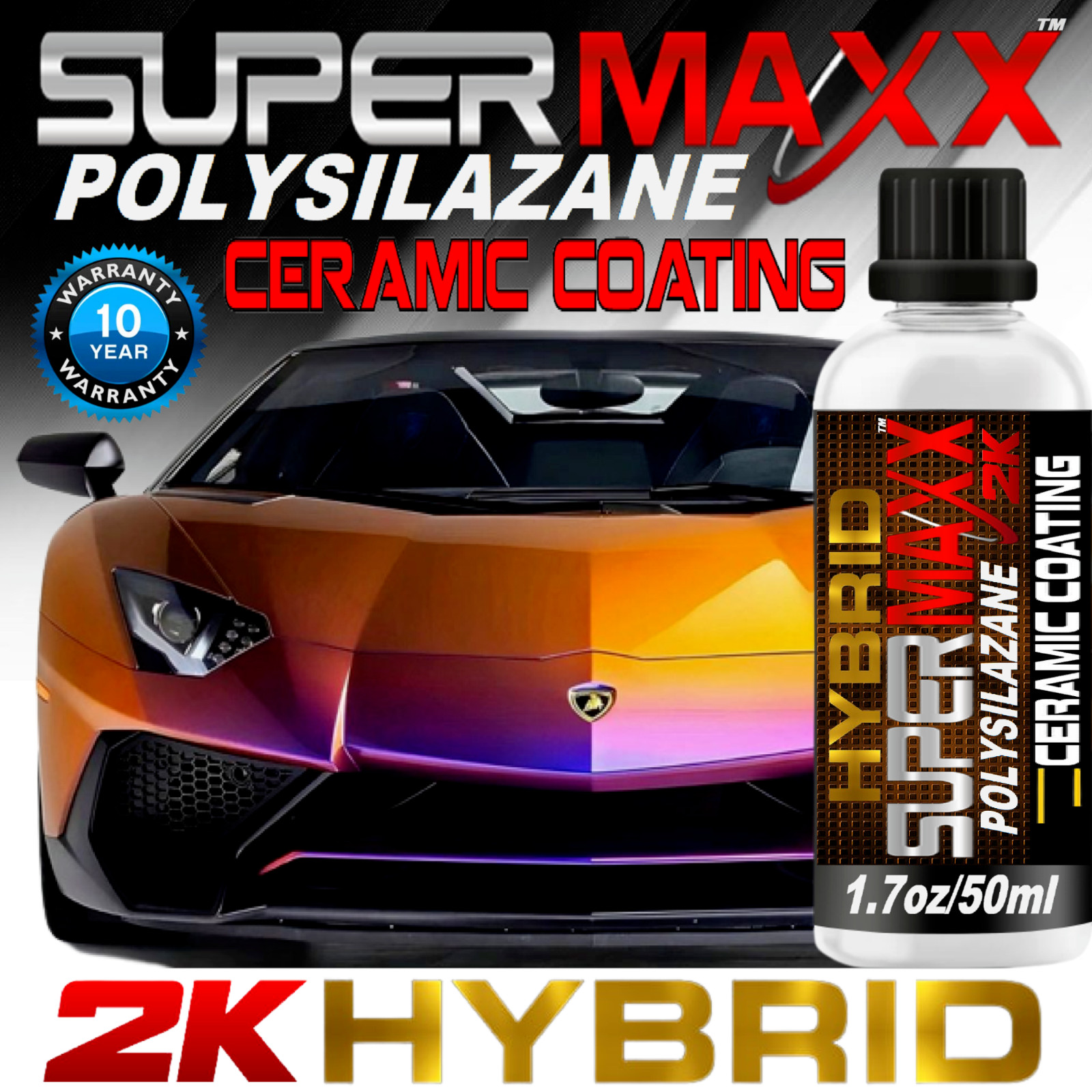 POLYSILAZANE “CERAMIC CAR COATING “HYBRID 2K” PRO GRADE ADVANCED PROTECTION 50ml