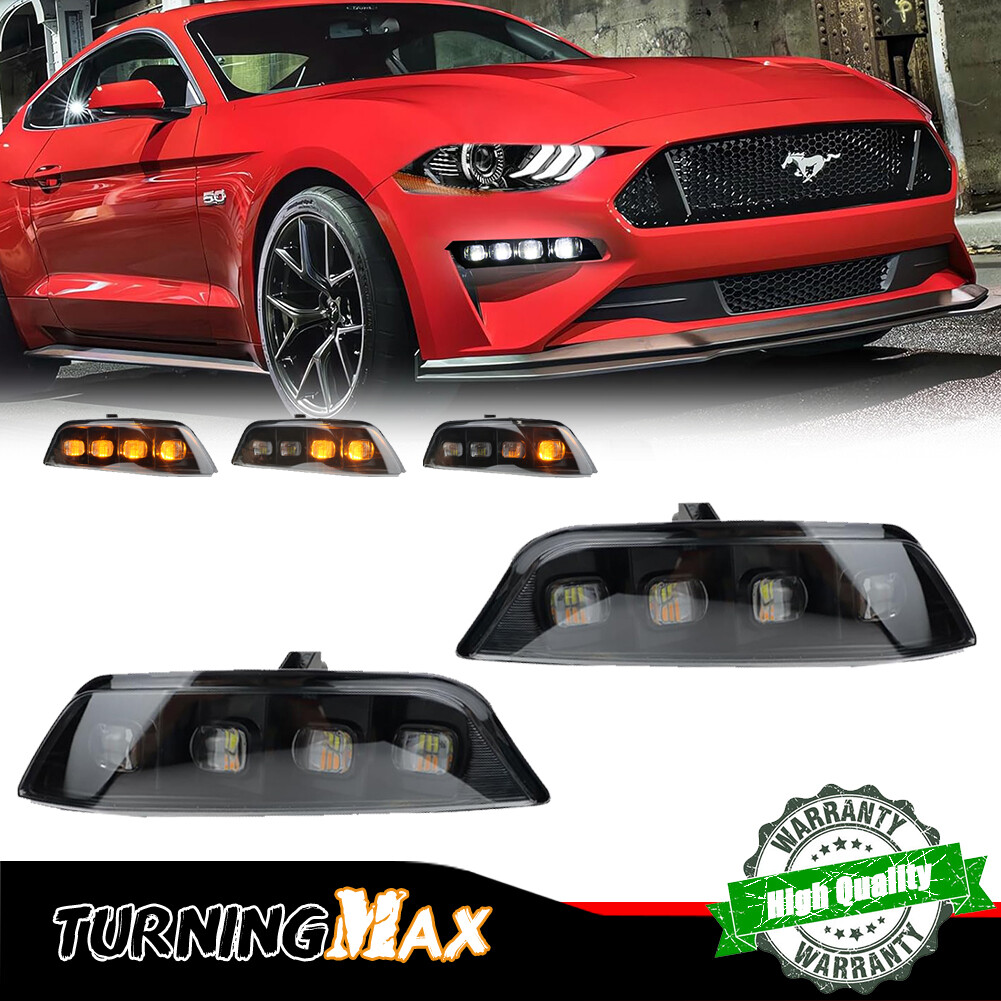 For Ford Mustang 2015-2017 Fog Lights Sequential LED DRL Bumper Turn Signals