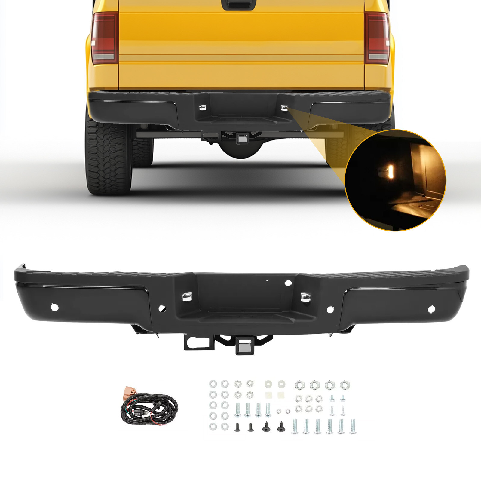 For Ford F150 Pickup 2009-2014 w/ iii Hitch & Sensor Hole Rear Bumper Assembly
