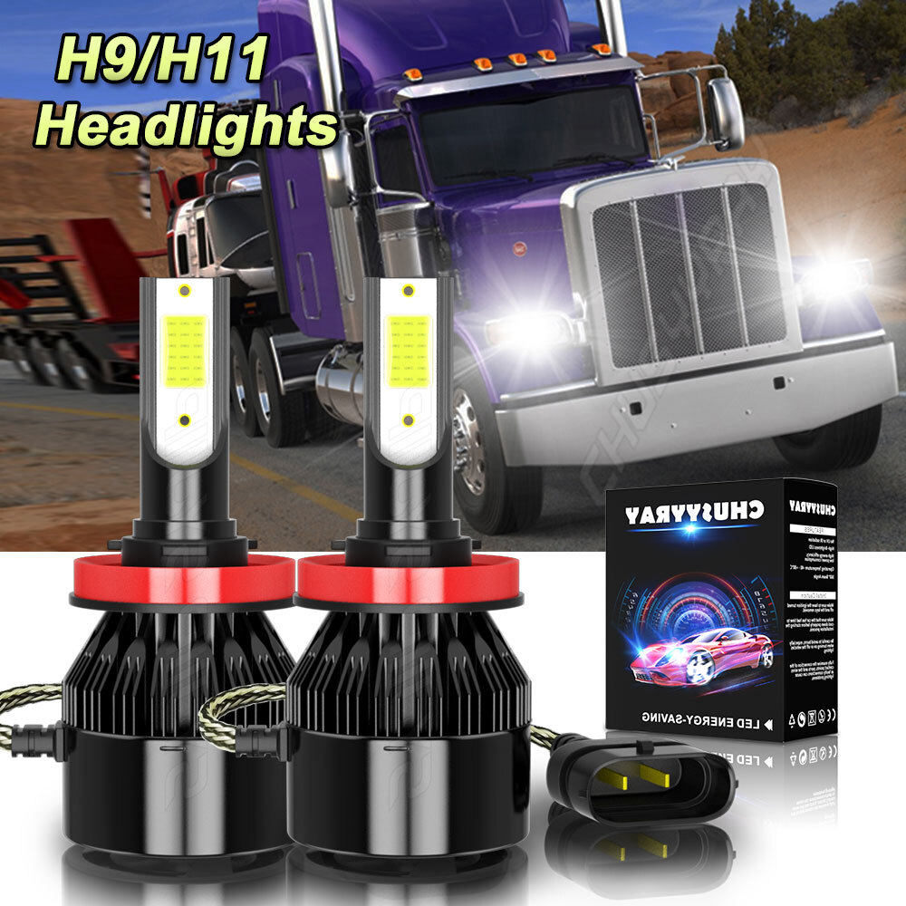 100W COB LED Bulbs Headlight Upgrade Kit for Peterbilt 579 587 Headlamps (LOW)