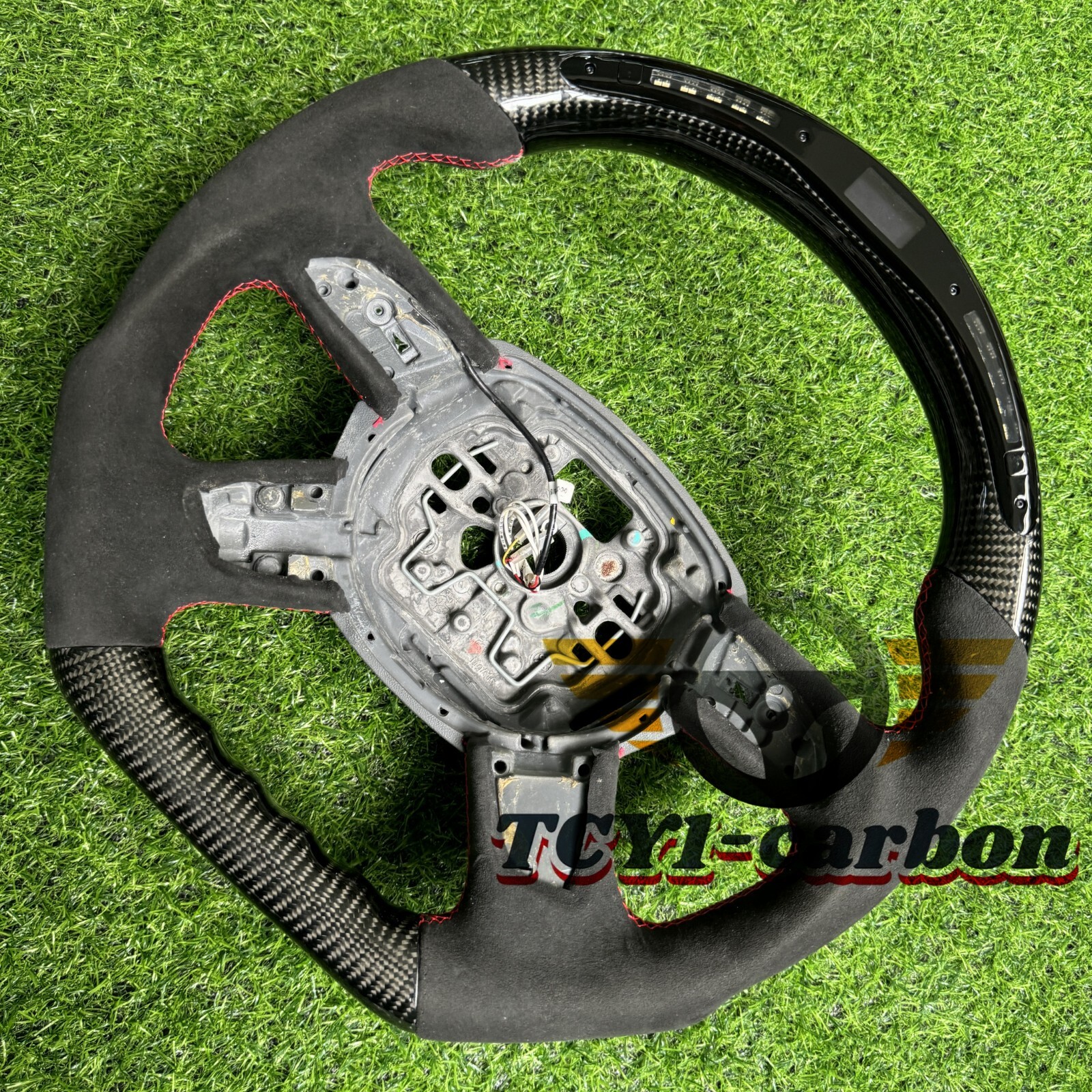 Carbon Fiber Alcantara Steering Wheel Fit for Audi A4 A6 A7 A8 with LED