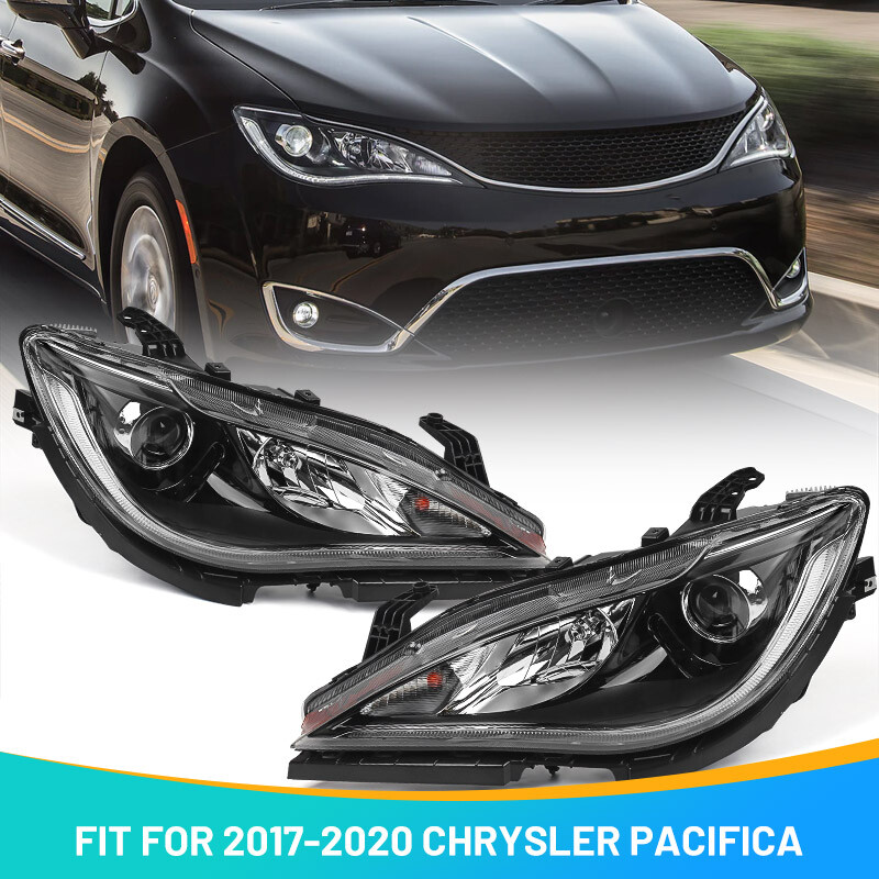 HID/Xenon LED DRL Headlights Assembly For Chrysler Pacifica 2017-2020 W/ Bulbs