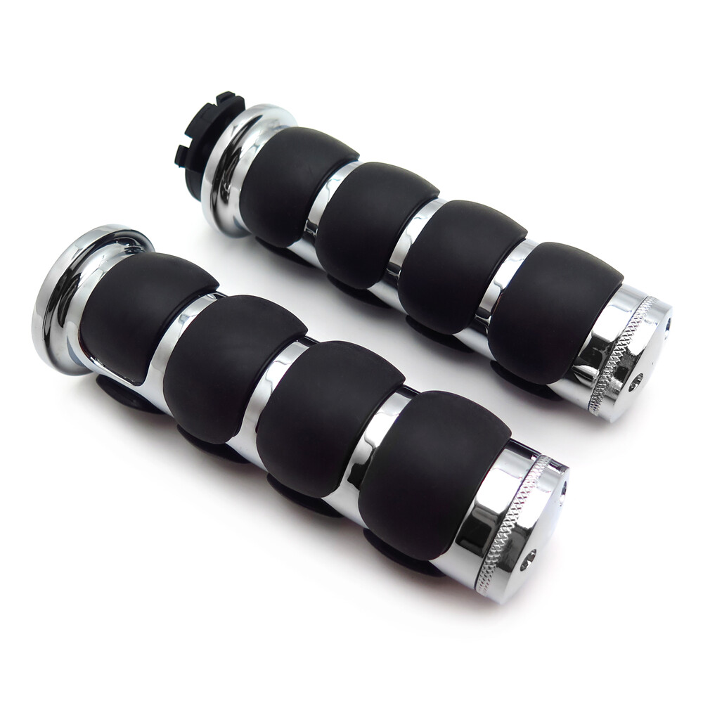 Chrome 1″ 25mm Rubber Hand Grip For Harley Davidson FXDWG Dyna Wide Glide