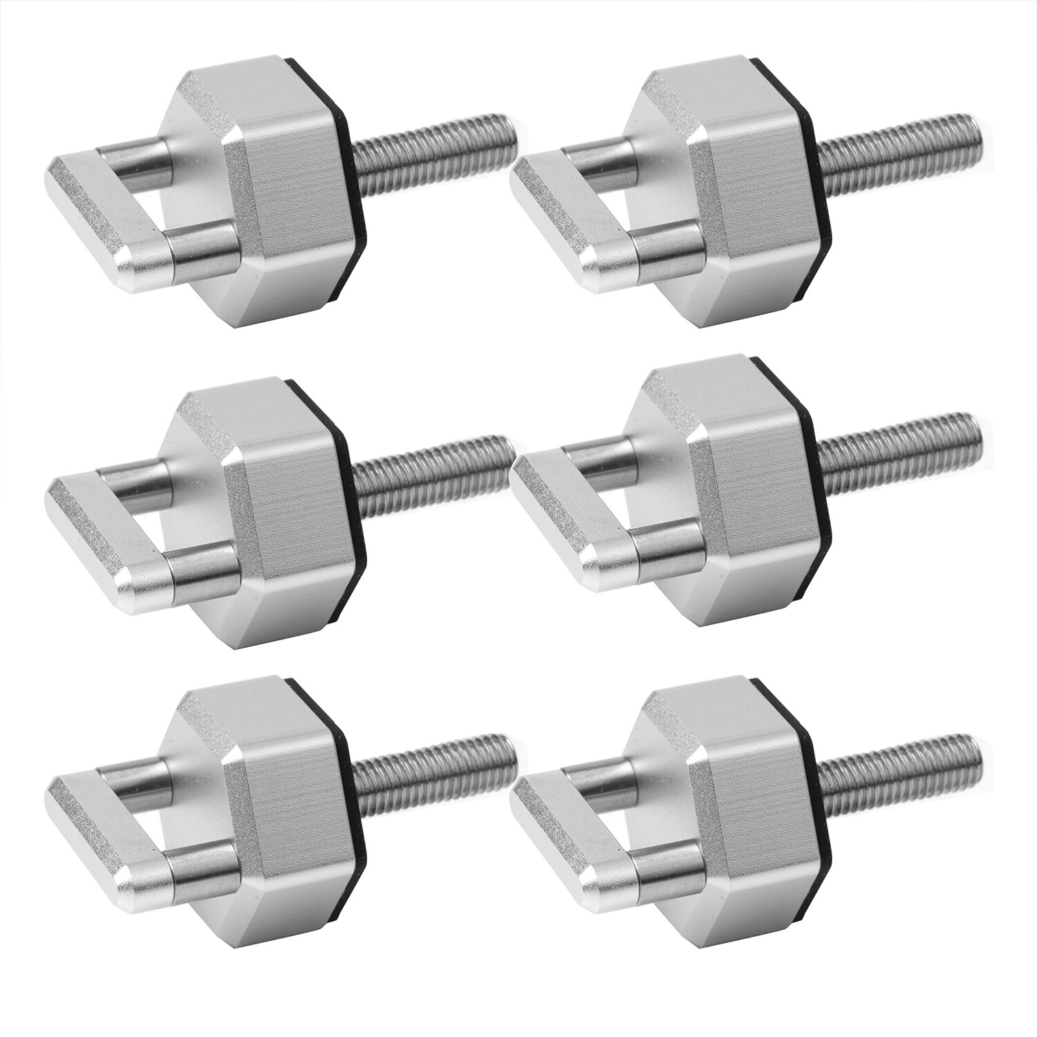 Silver Hard Top Quick Removal Fastener Thumb Screw, Integrated D Ring 6PCS