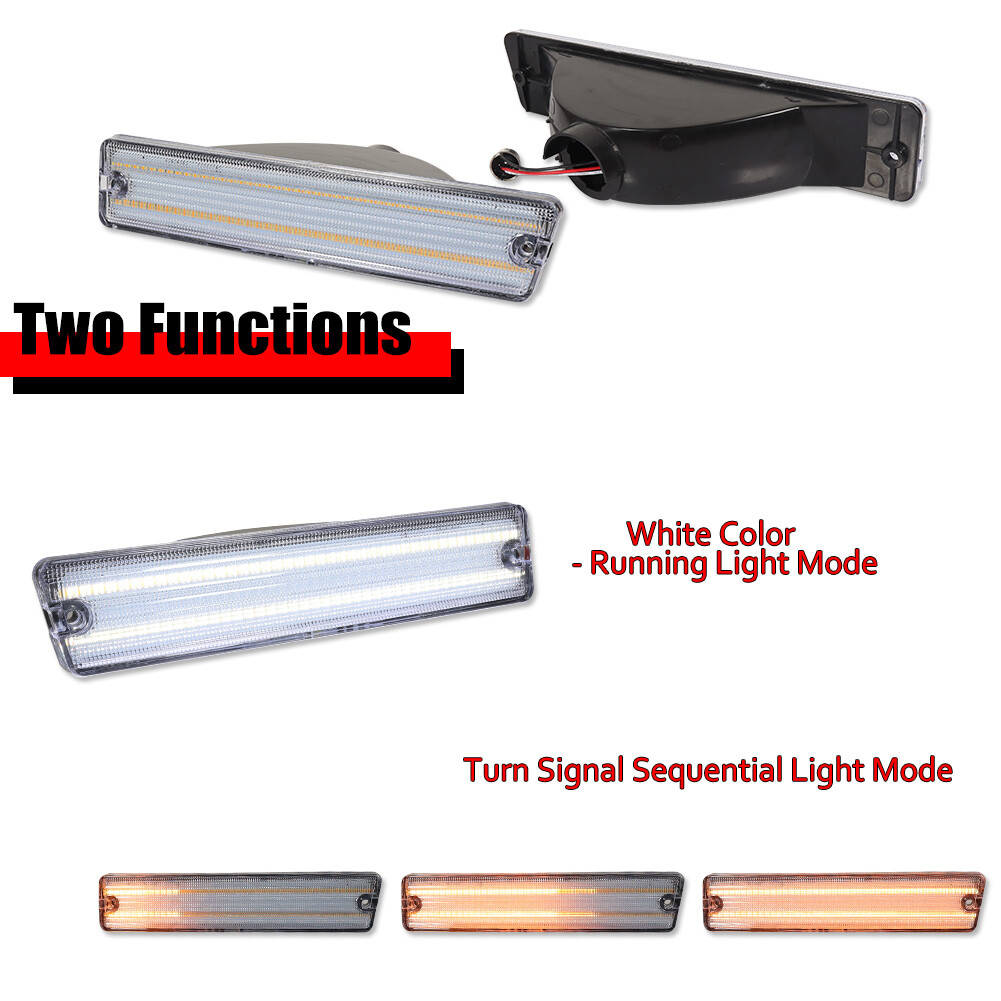 Clear Switchback LED DRL Turn Signal Lights For 81-88 Oldsmobile Cutlass Supreme