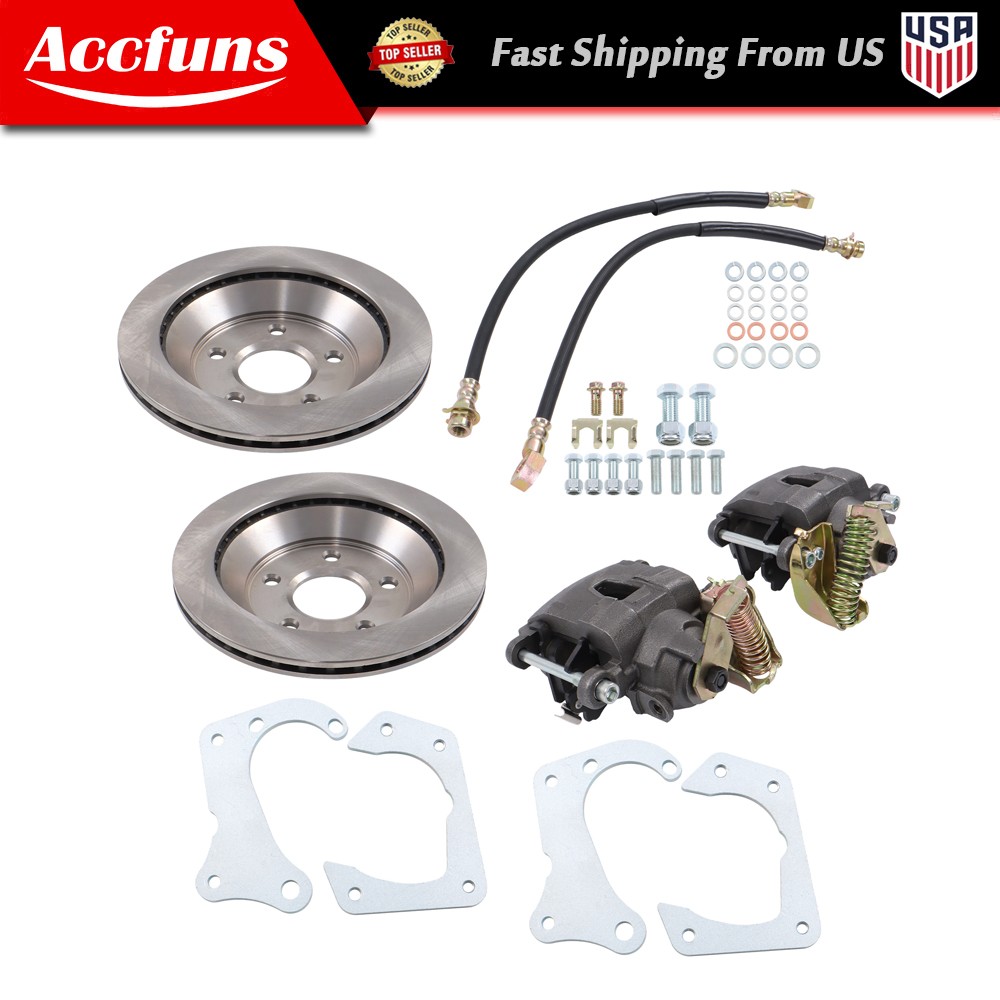 Rear Brake Disc Set For GM 7.5 Inch 10 Bolt Bolt-On Rear Brake Kit w/ E-Brake
