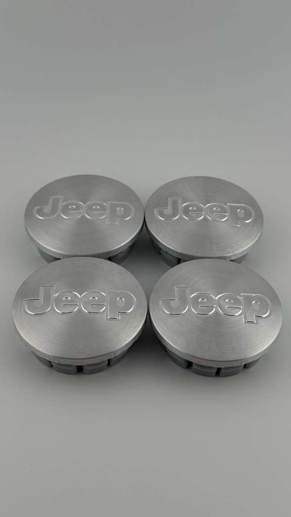 JEEP SET OF 4 Brushed Silver 55mm/2.16in Wheel Center Caps