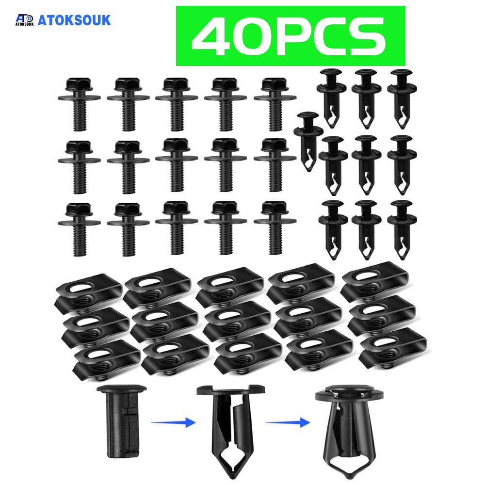 40pcs For Dodge Charger Engine Splash Shield Skid Plate Body Bolts U-nut Clips