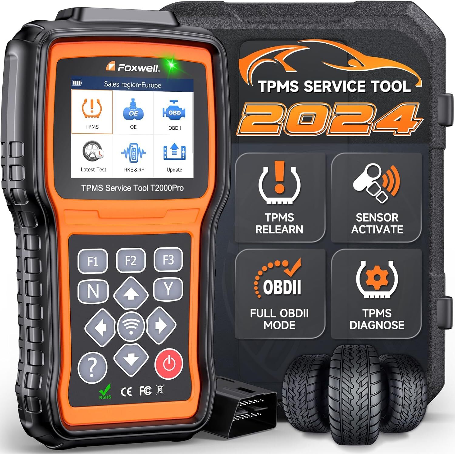 FOXWELL T2000 Pro Tire Pressure TPMS Relearn Activate Sensors Programming Tool