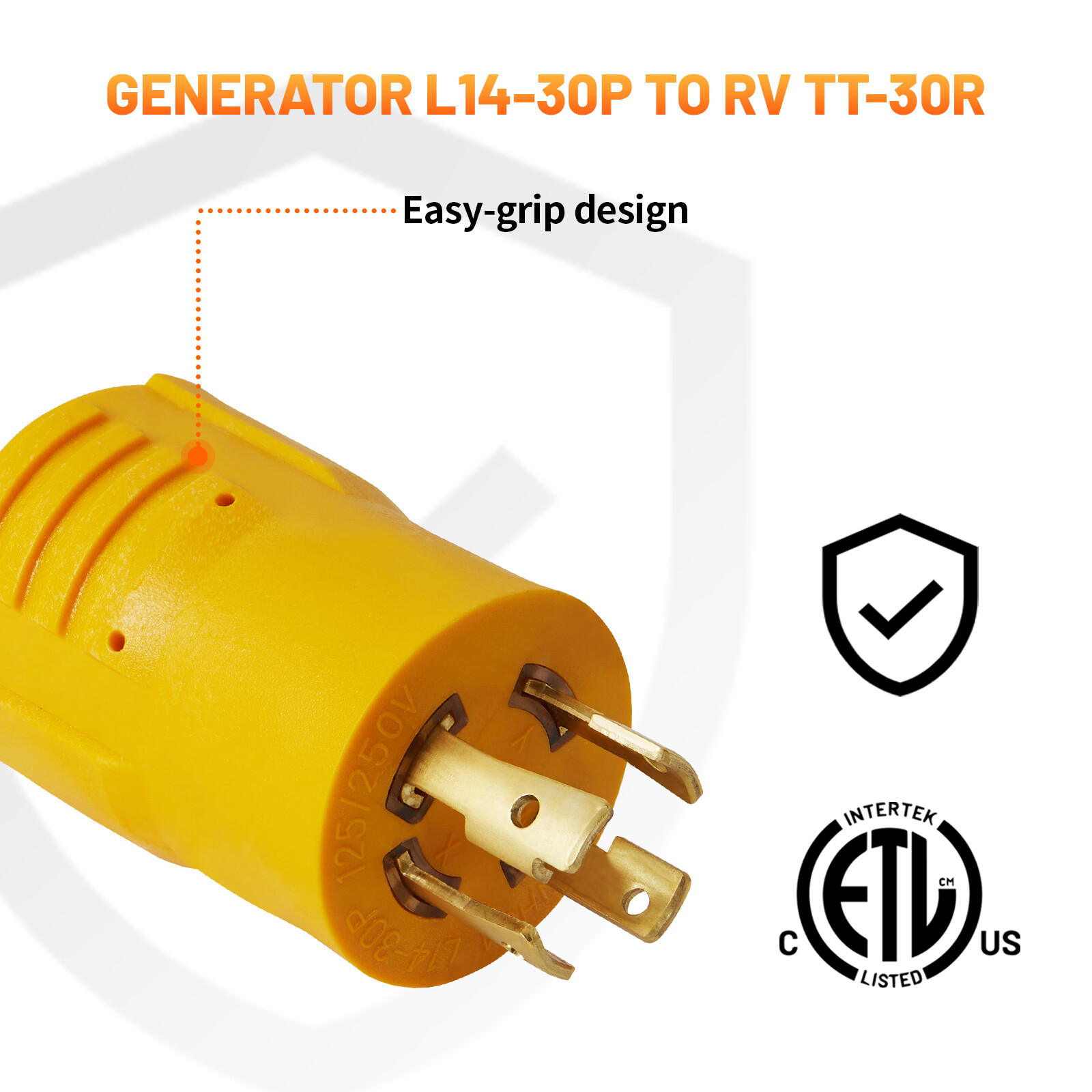 RV Trailer Generator Adapter 30 AMP 4-Prong L14-30P to TT-30R Plug Twist Lock