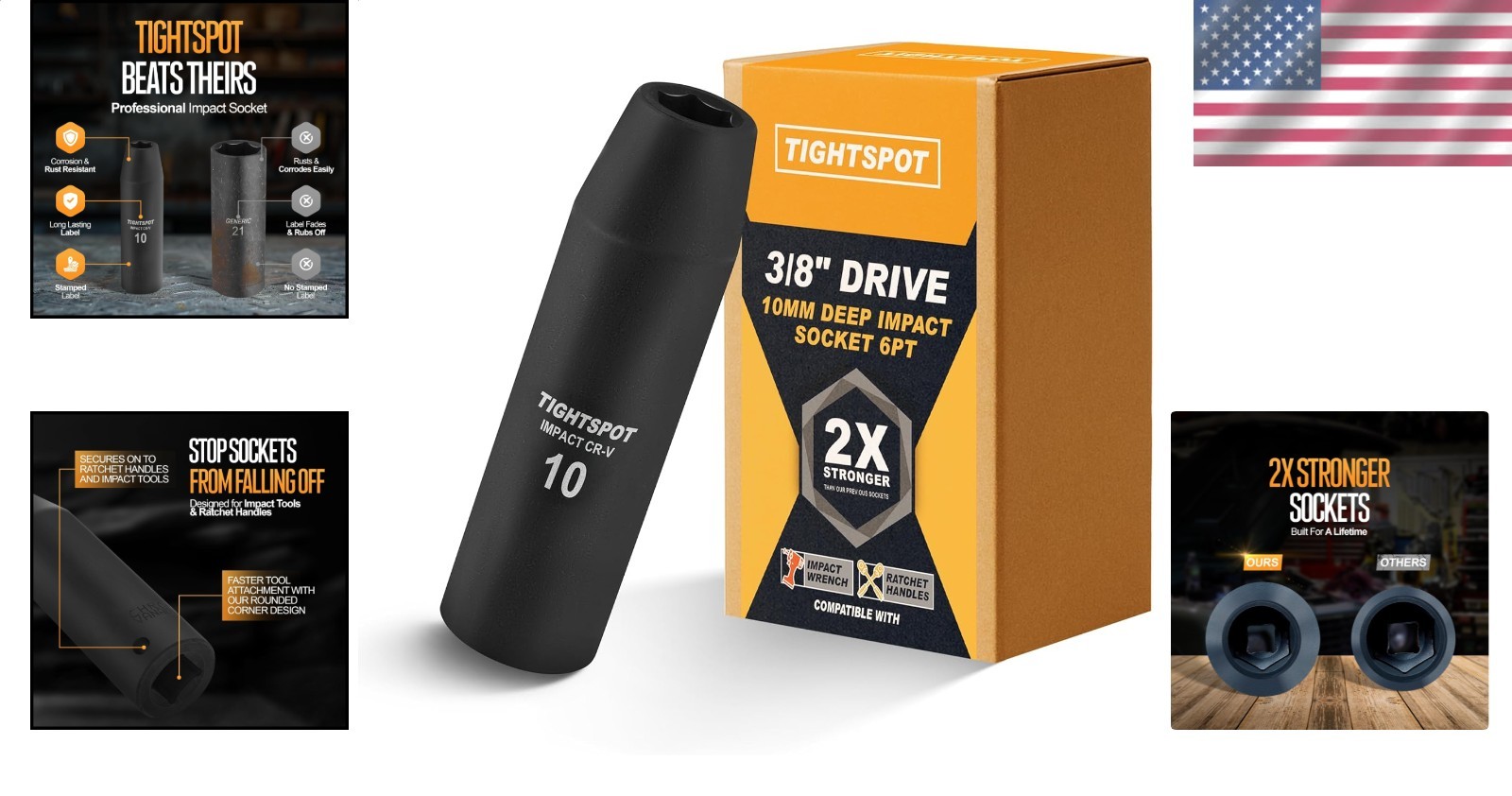 Drive 10mm Deep Impact Socket, 6 Point, Manganese Phosphate