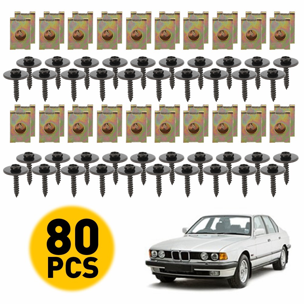 80pcs For BMW F10 E46 E92 E90 Car Screw Fender Body Bumper U Nut Clips Fastener