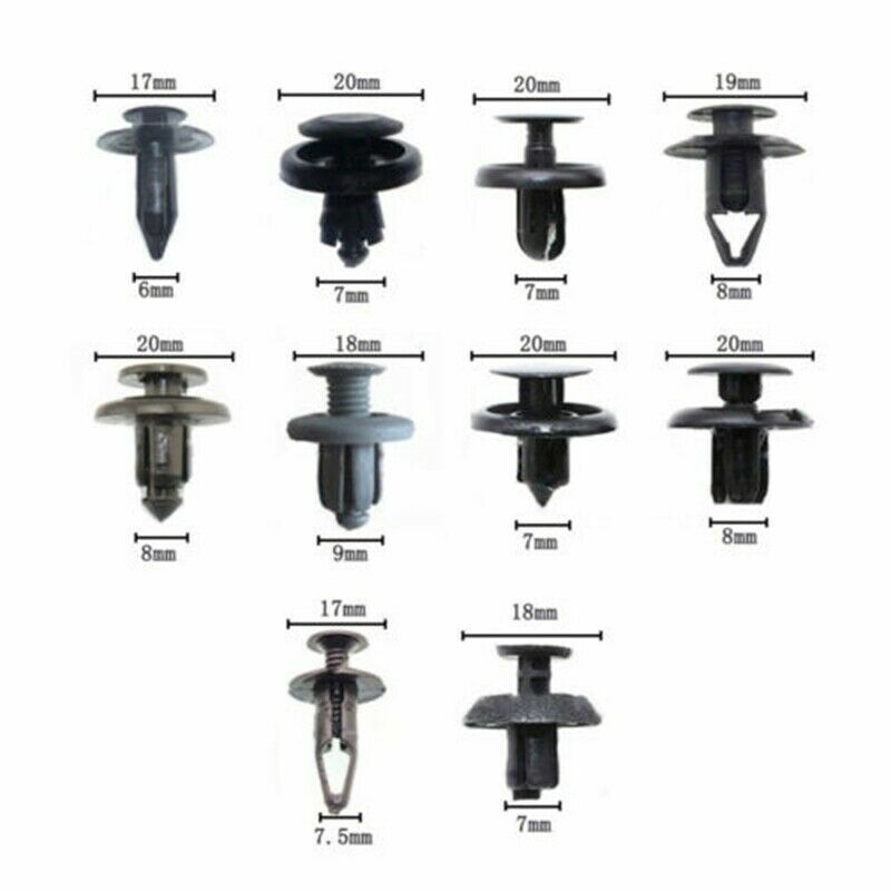 100 x Trunk Screw Rivets Set Car Bumper Fender For Auto Plastic Fastener Clips