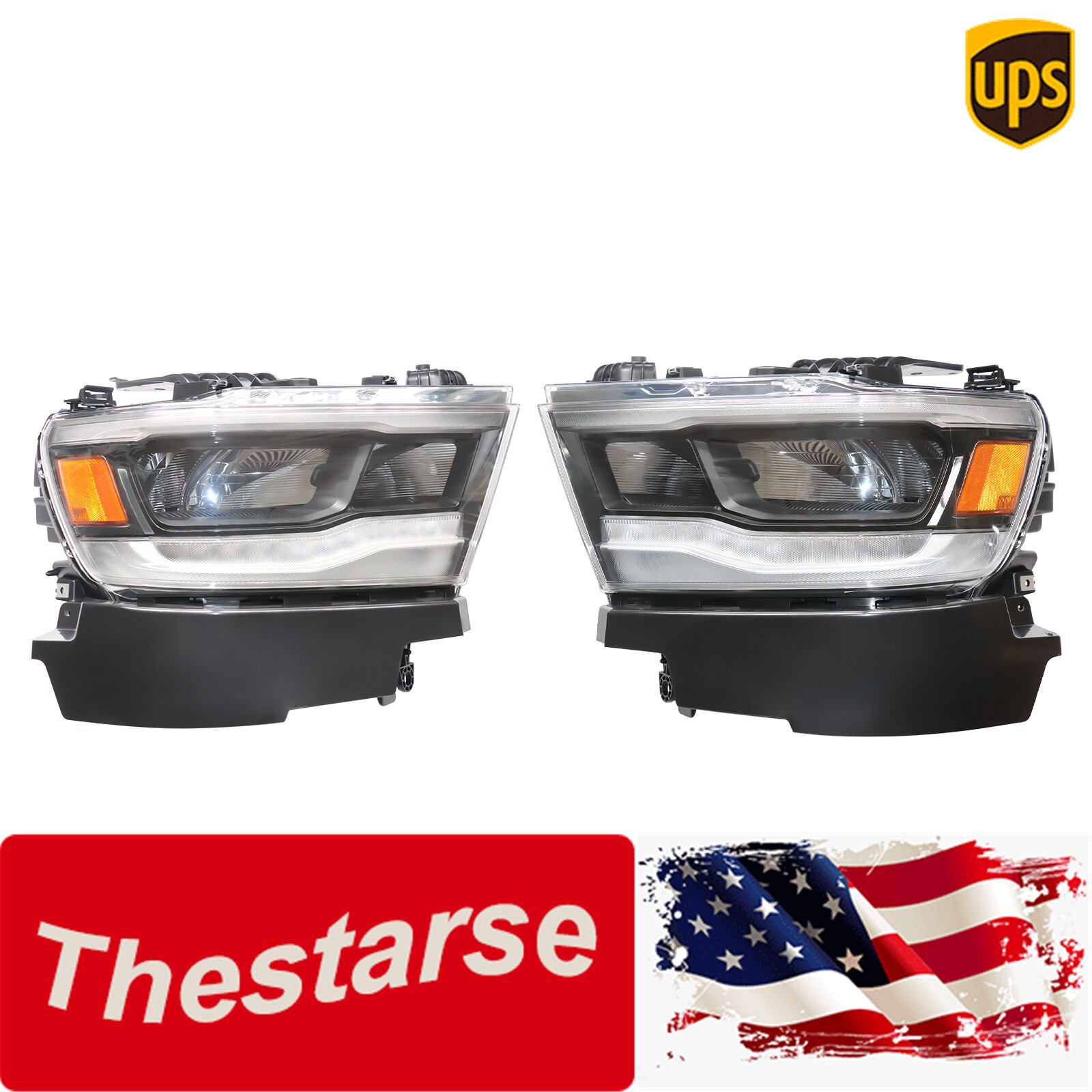 For 2019-2021 Dodge Ram 1500 Full LED Headlights Headlamps Set w/DRL LH&RH Pair