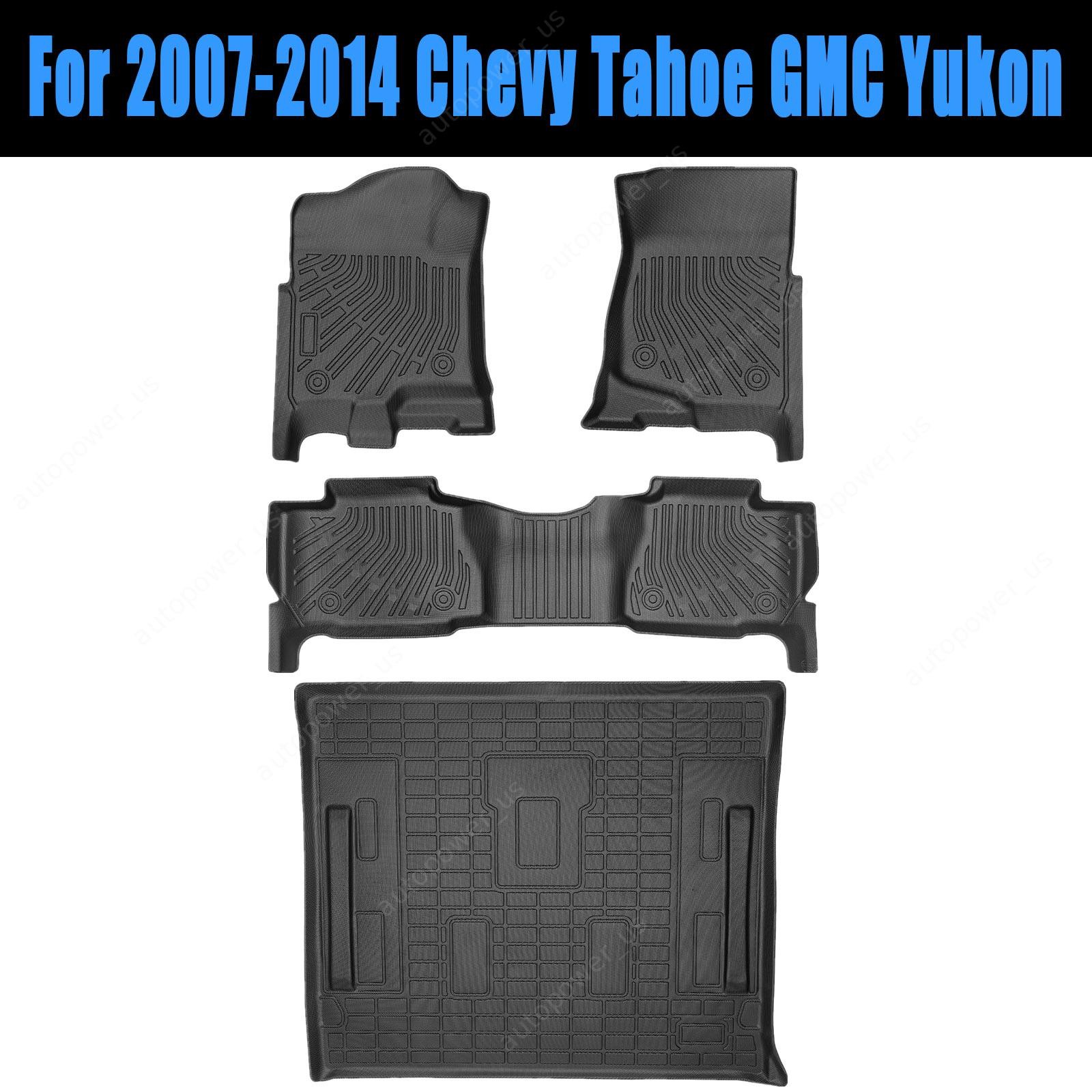 TPE Floor Mats & Trunk Cargo Liner For 2007-2014 Chevrolet Tahoe/GMC Yukon Black
