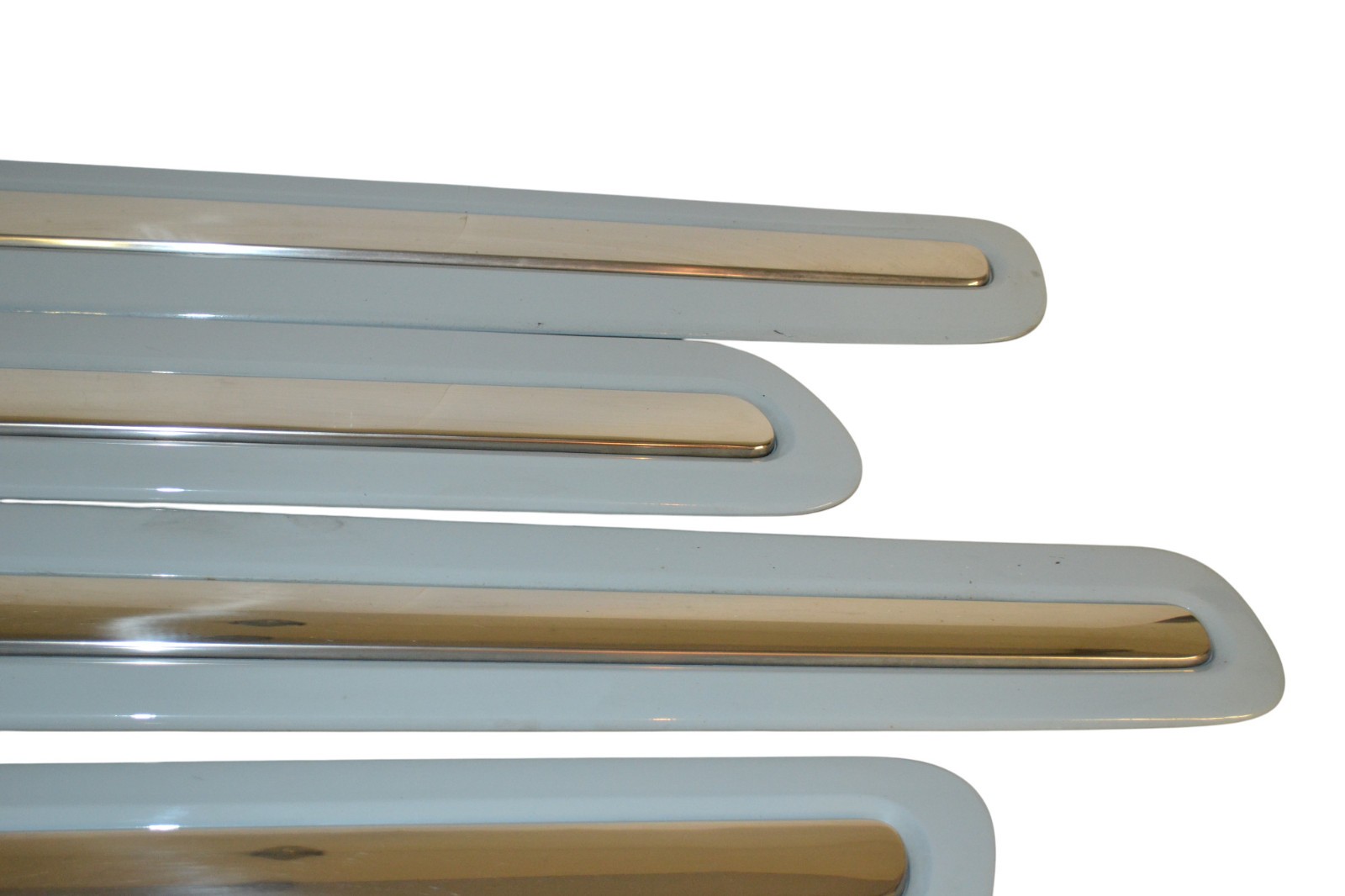 14-17 FIAT 500 LEFT RIGHT REAR FRONT DOOR MOLDING TRIM SET OF 4 OEM BLUE CHROME