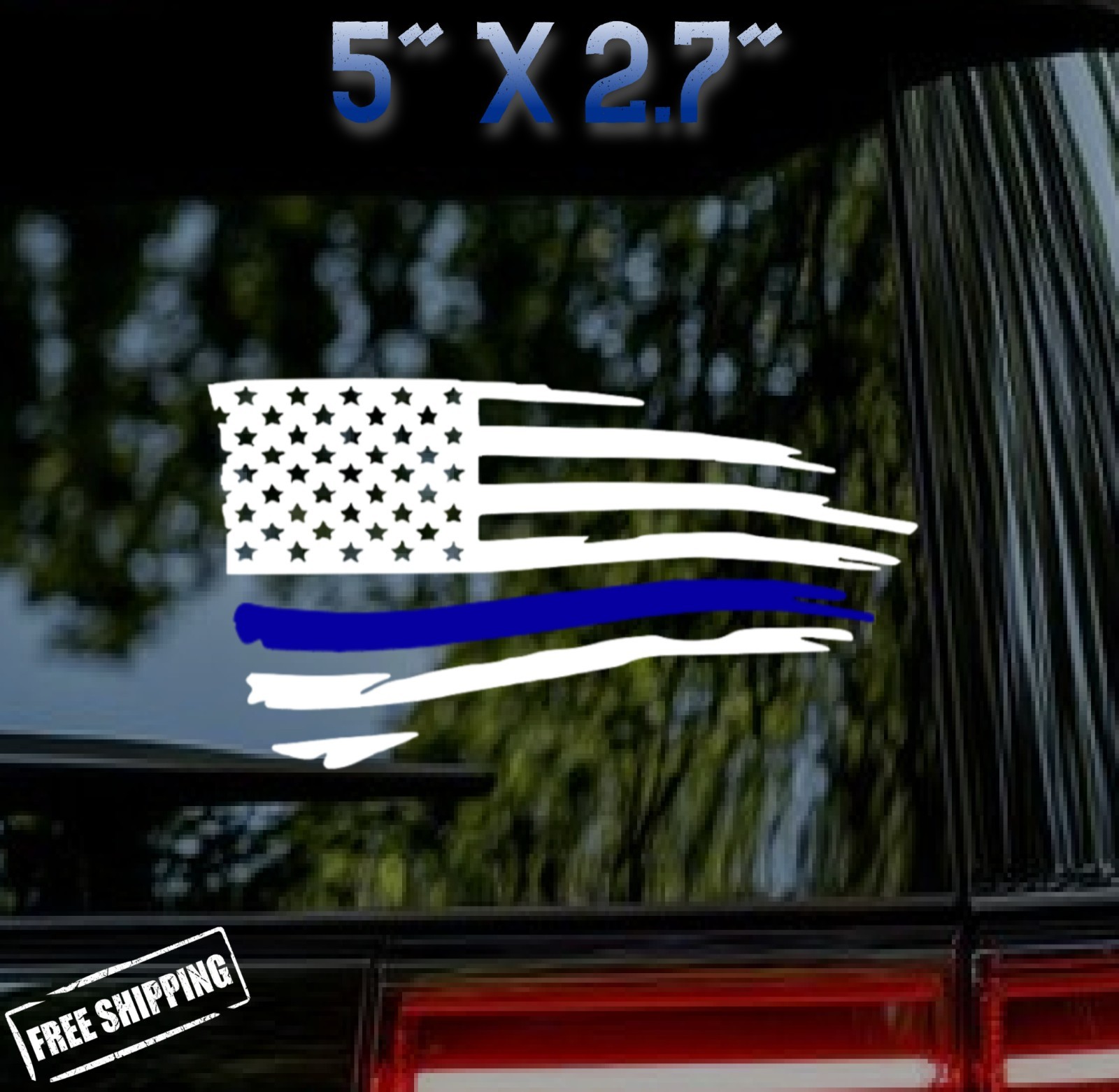 Distressed American flag thin blue line Vinyl Decal Sticker Ripped Torn USA