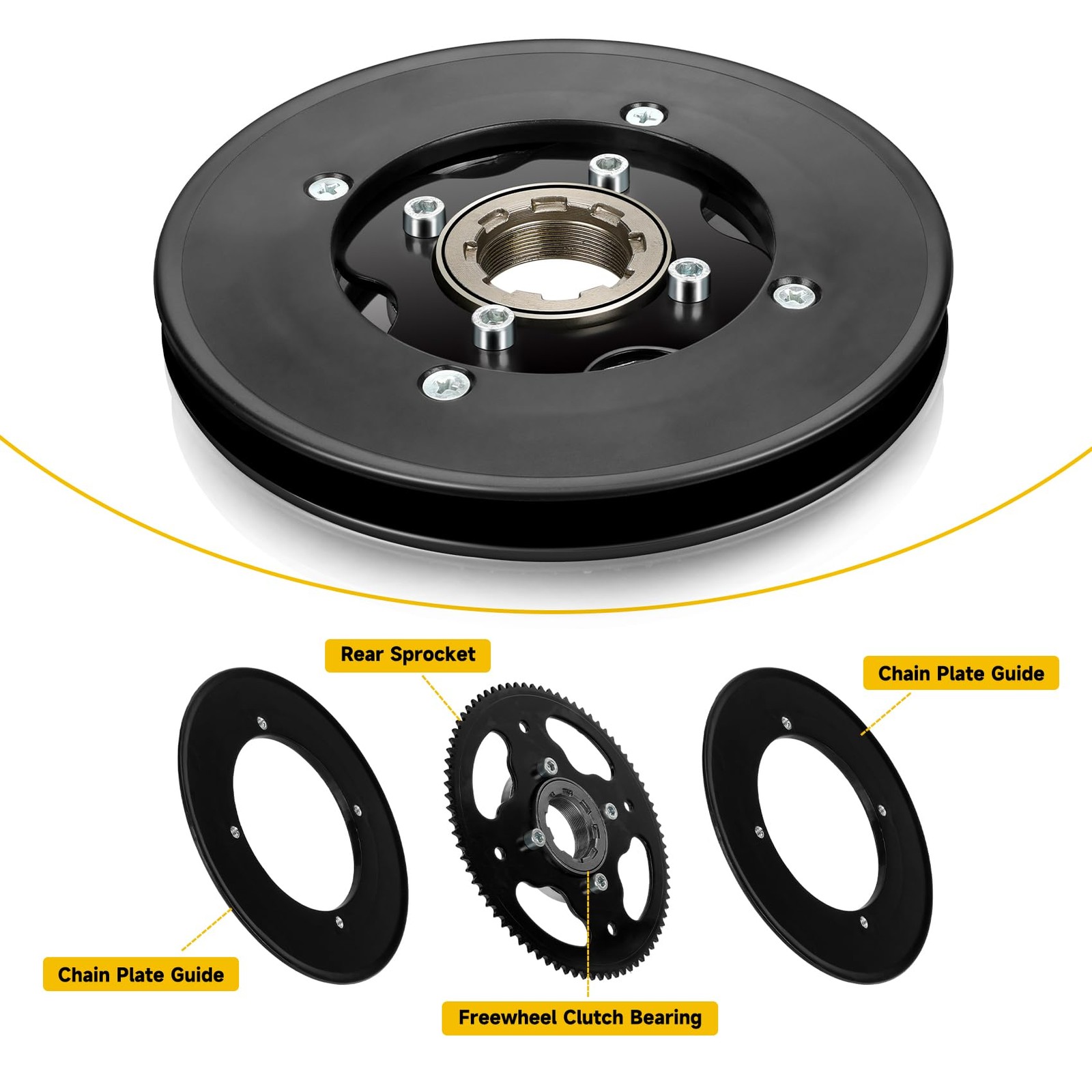 HIAORS Rear Sprocket Freewheel Chain Plate Guide Assembly Replacement Part