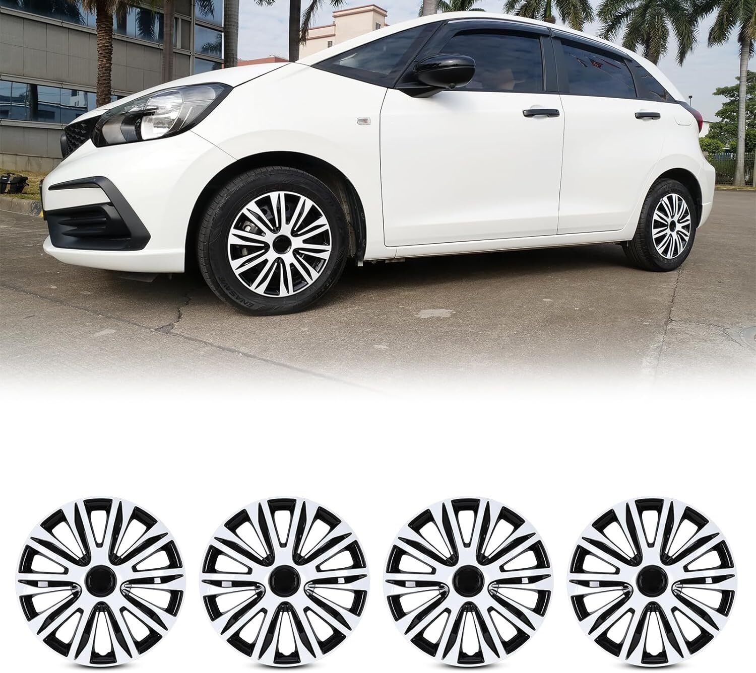 4PCS 14″ Lacquer Wheel Covers Snap On Full Hub Caps fit R14 Tire & Steel Rim