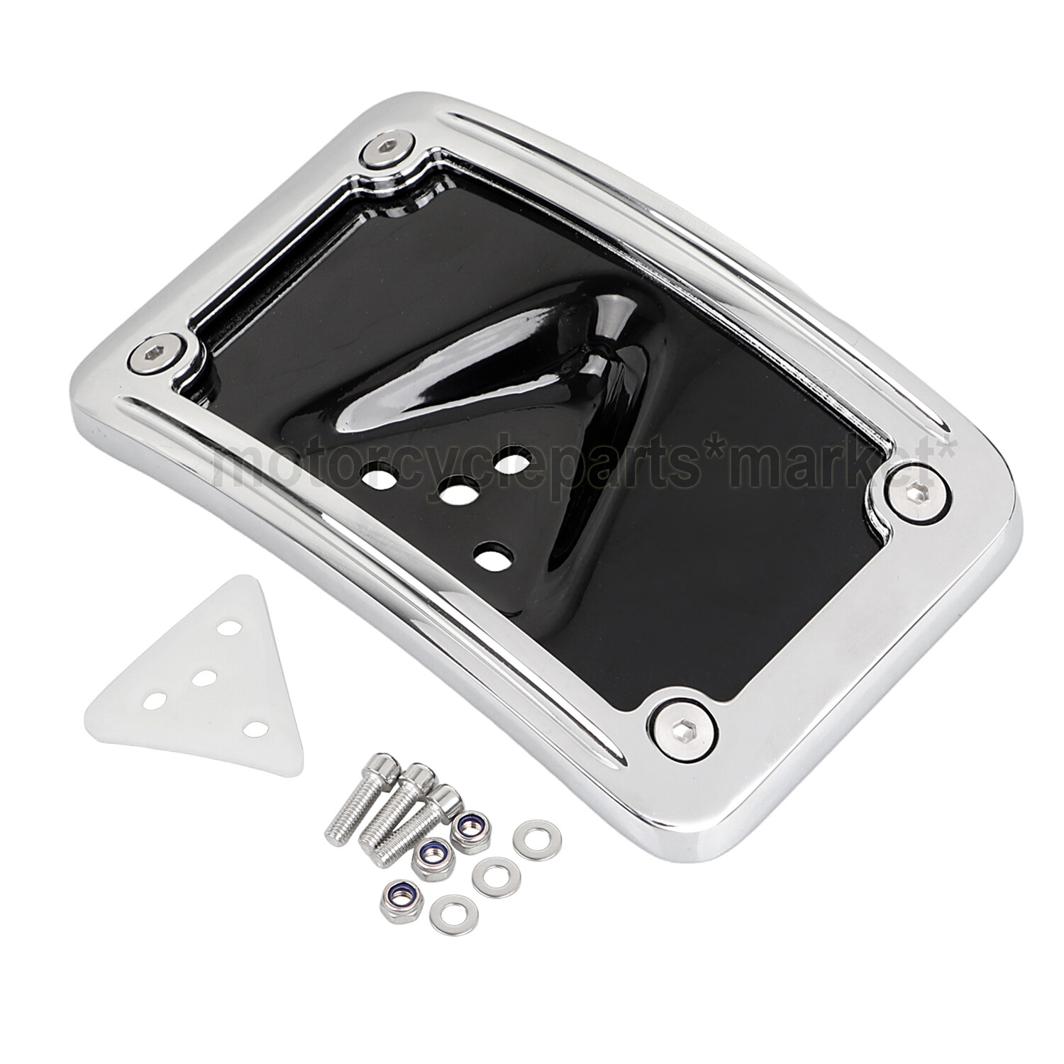 Chrome CNC Curved Laydown License Plate w/ Bracket For Harley Sportster XL Dyna