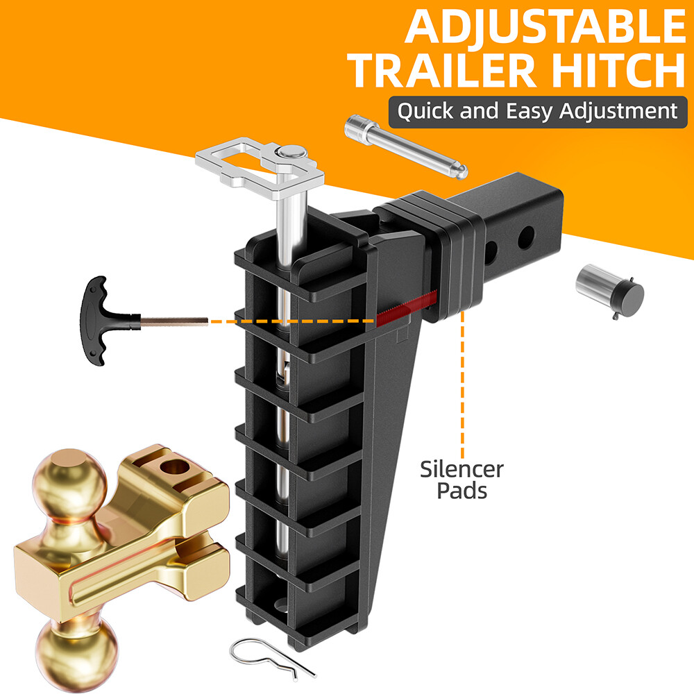 Trailer Hitch 2″ Receiver 8″ Drop Adjustable Truck Tow Hitch 25000lb Solid Shank