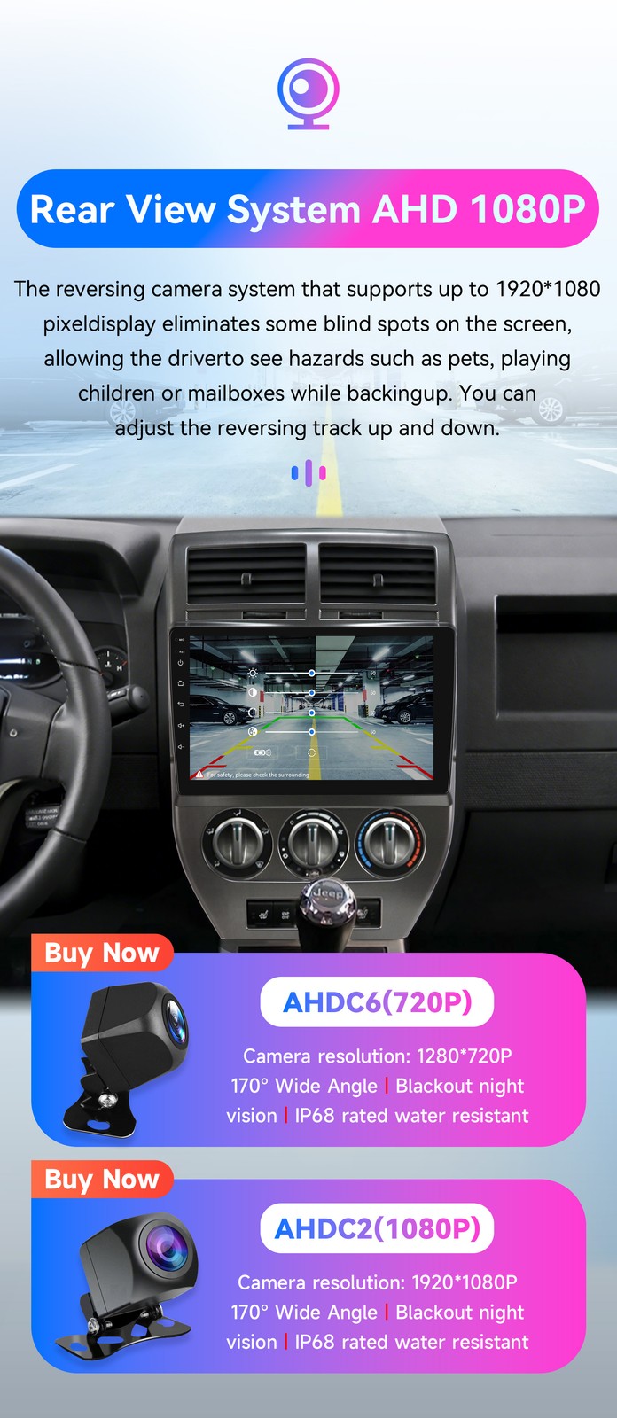 4GB+64GB Car Radio Apple CarPlay Touchscreen Navi For Jeep Compass Patriot 07‑09