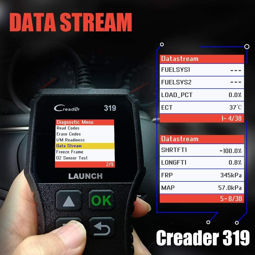 LAUNCH CR319 OBD Scanner OBD2 Code Reader Car Check Engine Fault Diagnostic Tool