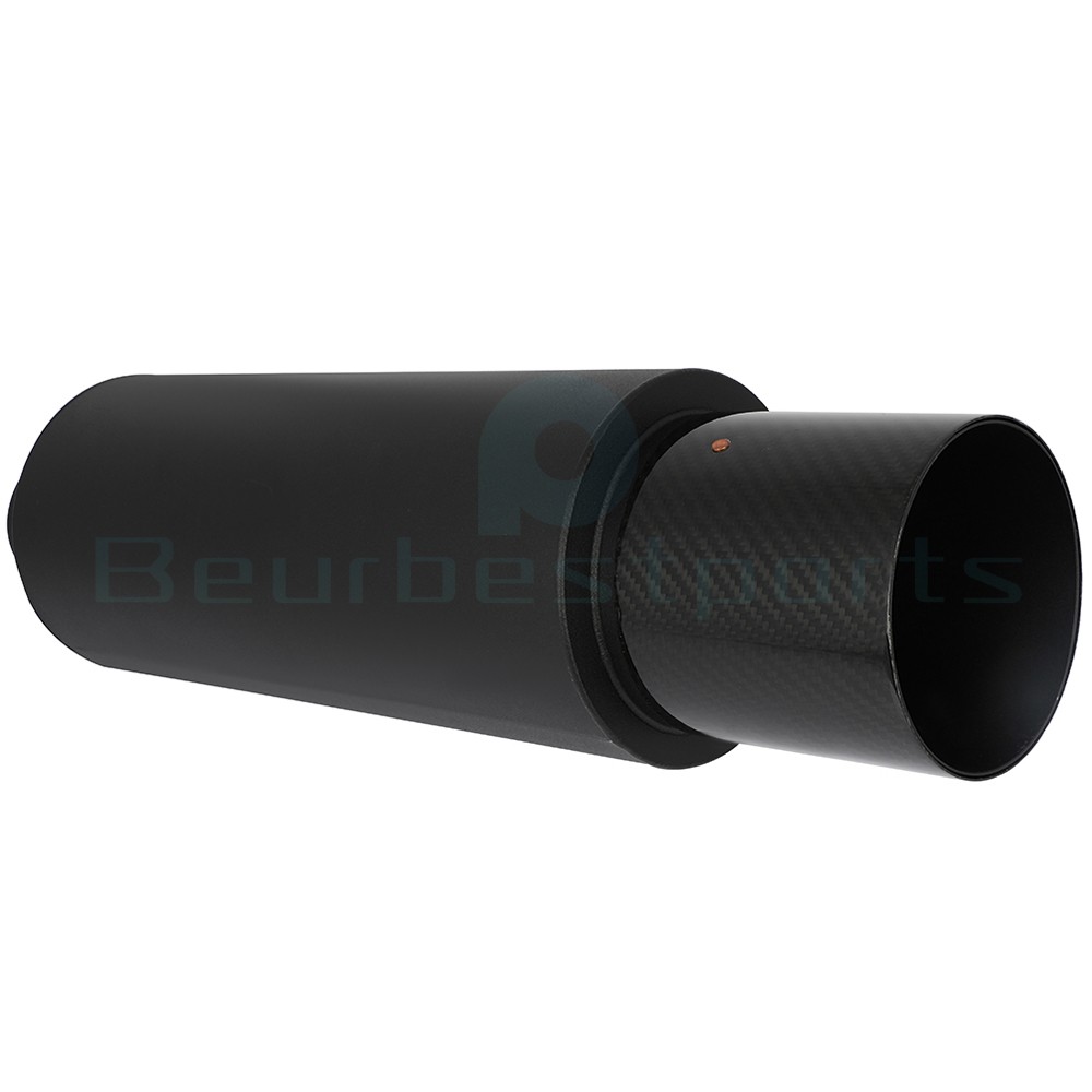 4″ N1 Carbon Tip Black Stainless Weld-On Exhaust Muffler 2.5″ Inlet Universal