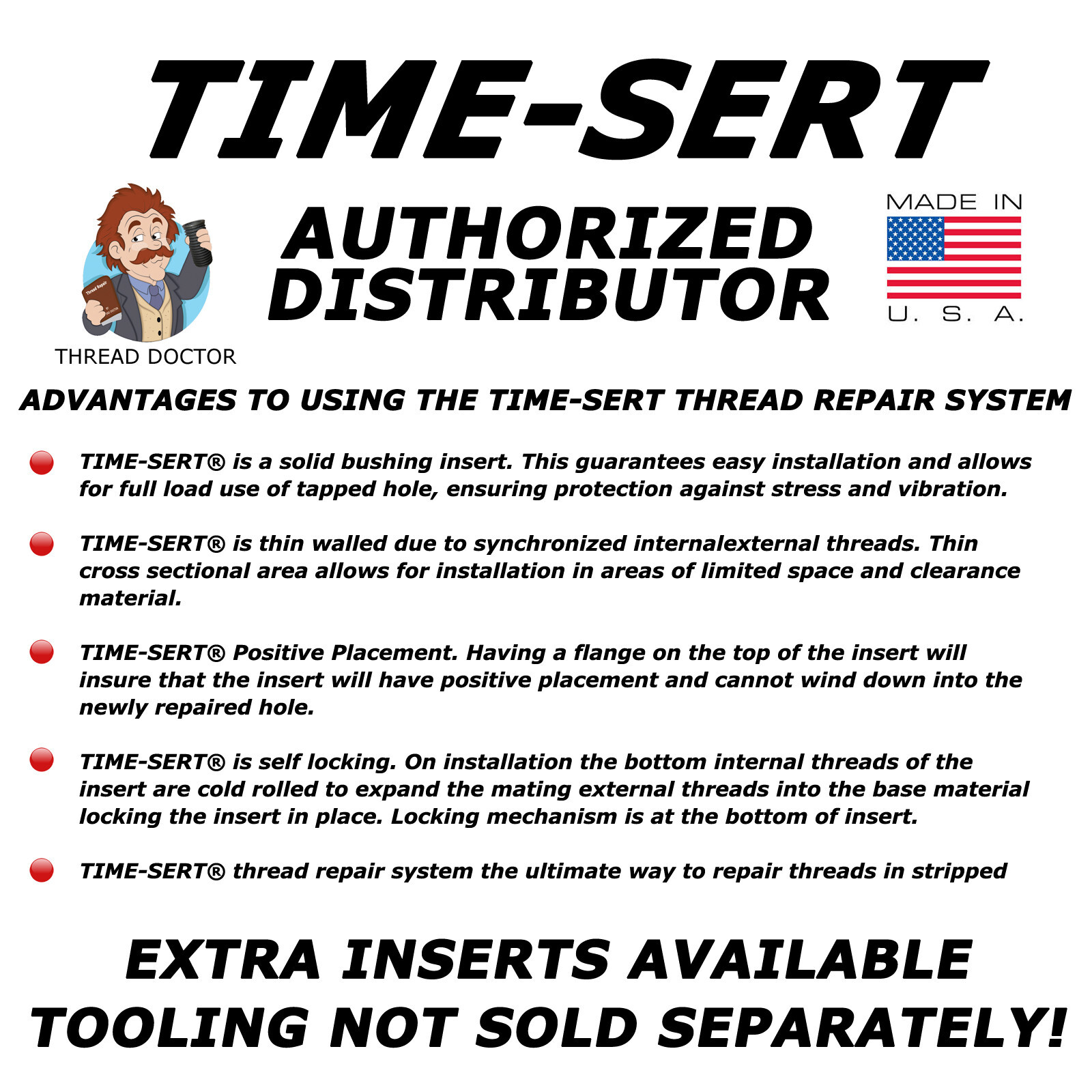 Time-Sert 18125117N M8 x 1.25 Core Kit Insert – 10 Pack