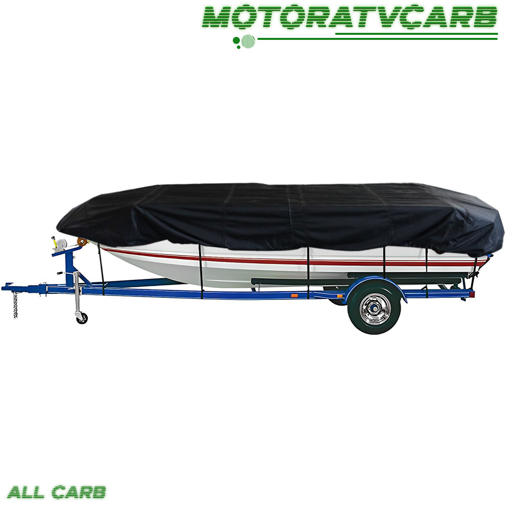 ALL-CARB 12ft 56inch Trailerable Boat Cover For Jon Boat Heavy Duty Black