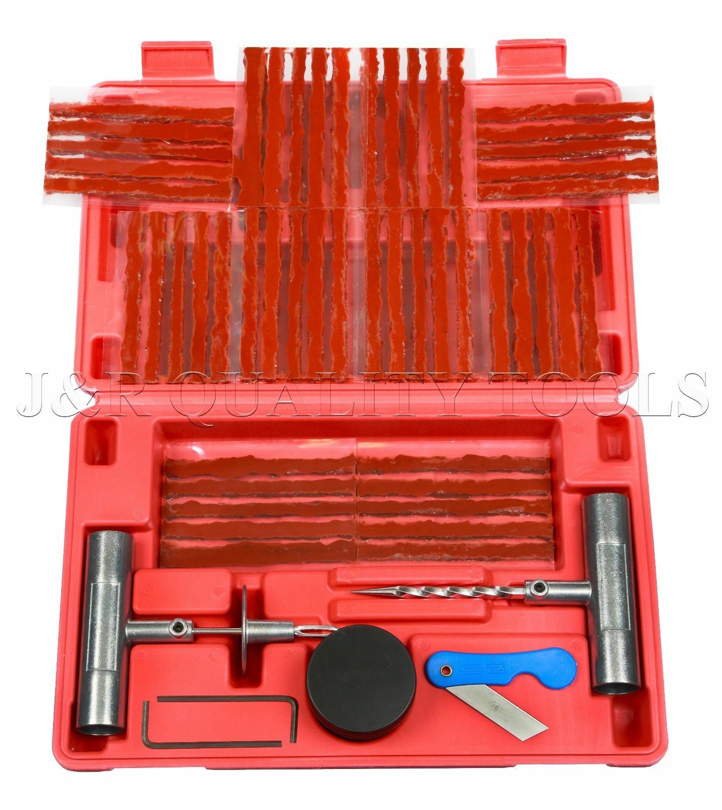 57 Piece Tire Repair Tools Kit Plug Flat and Punctured Tires for Motorcycle ATV