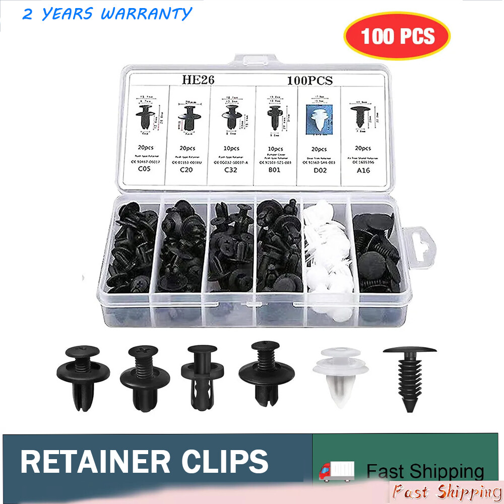 For Nissan Fastener Box Set Bumper Fender Liner Push Type Retainer Clips -100x