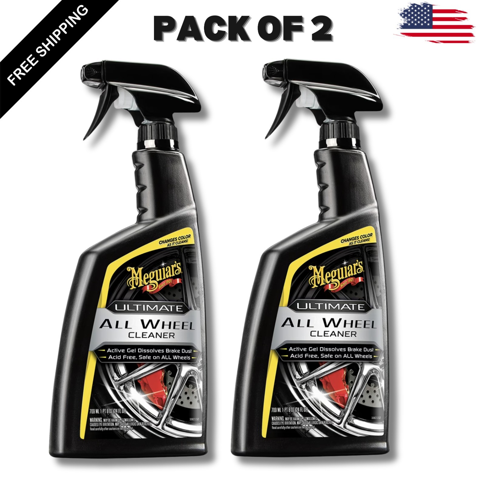 (2 Pack) Meguiar’s Ultimate All Wheel Cleaner, G180124, 24 oz, Spray, Free Ship