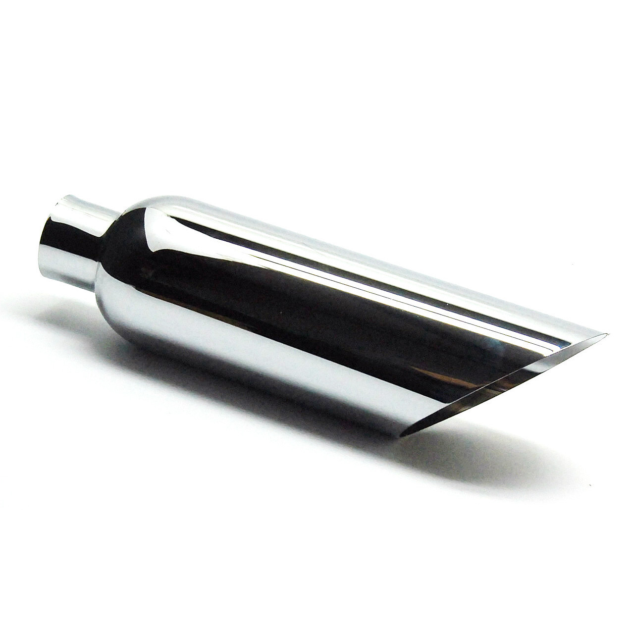 Exhaust Tip 6.00 Dia X 18.00 Long 2.50 Inlet Slant Angle Chrome Plated