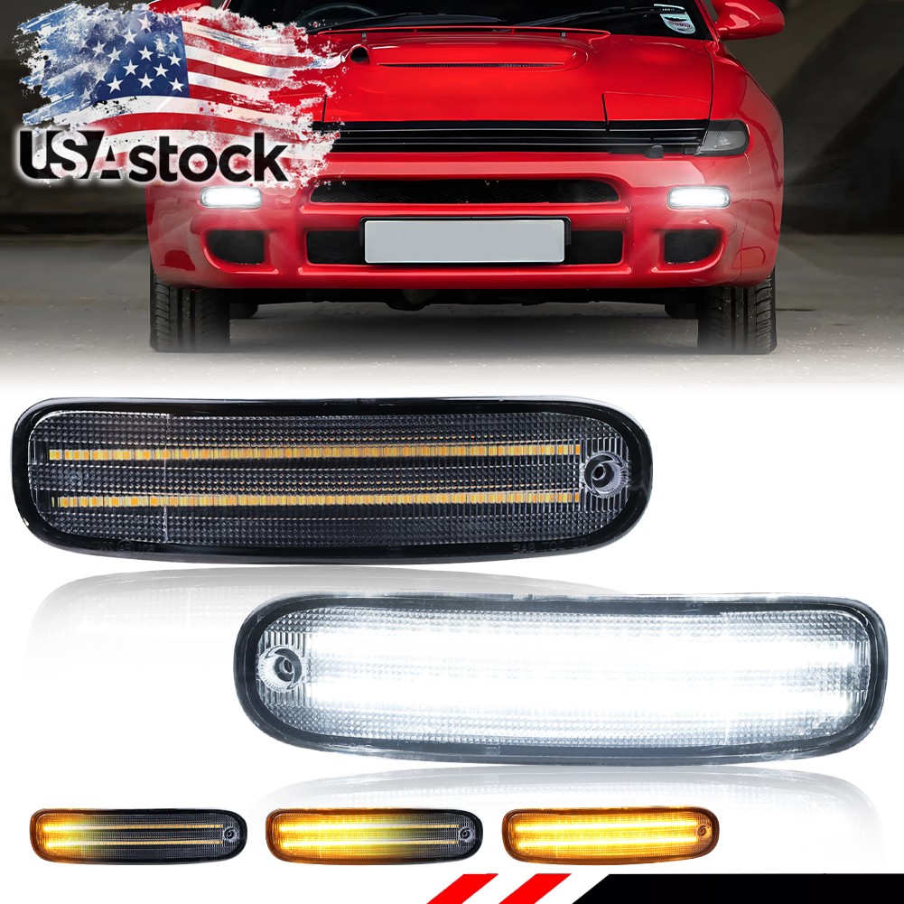 Clear Dynamic LED Front Parking Turn Signal Lights For 1990-1993 Toyota Celica