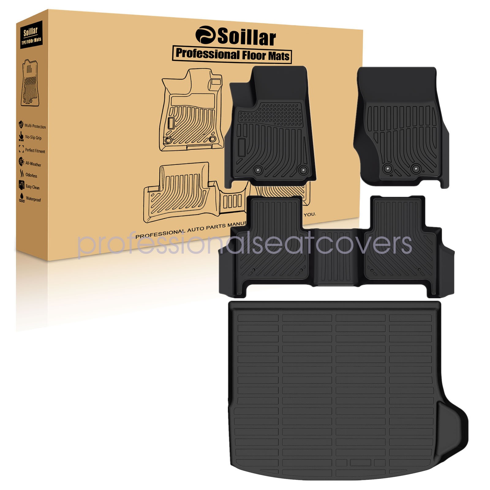 For 2022-2025 Jeep Grand Cherokee All Weather TPE Floor Mats Trunk Cargo Liner