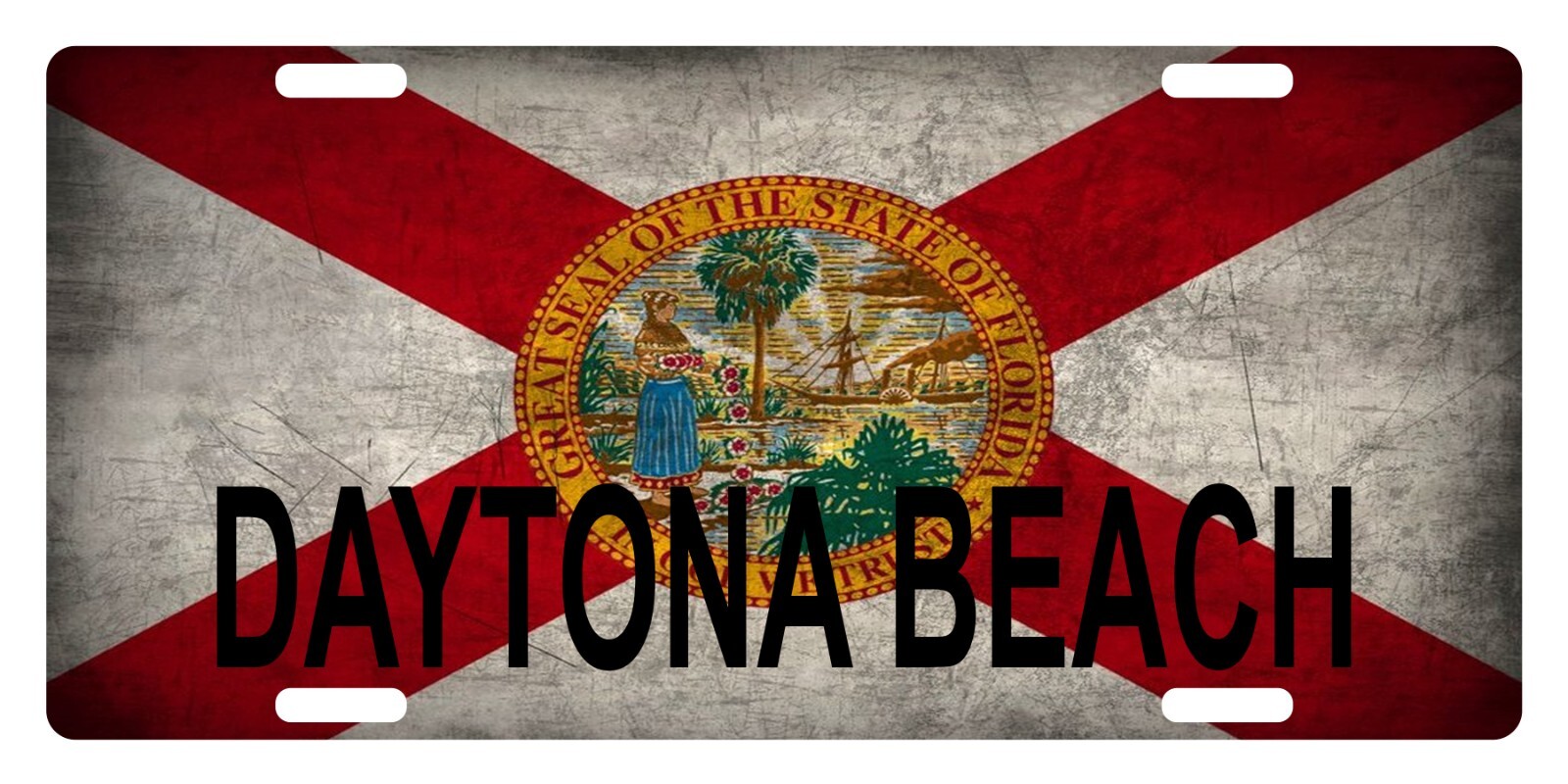 Florida State Flag License Plate Metal Sunshine State Daytona Beach