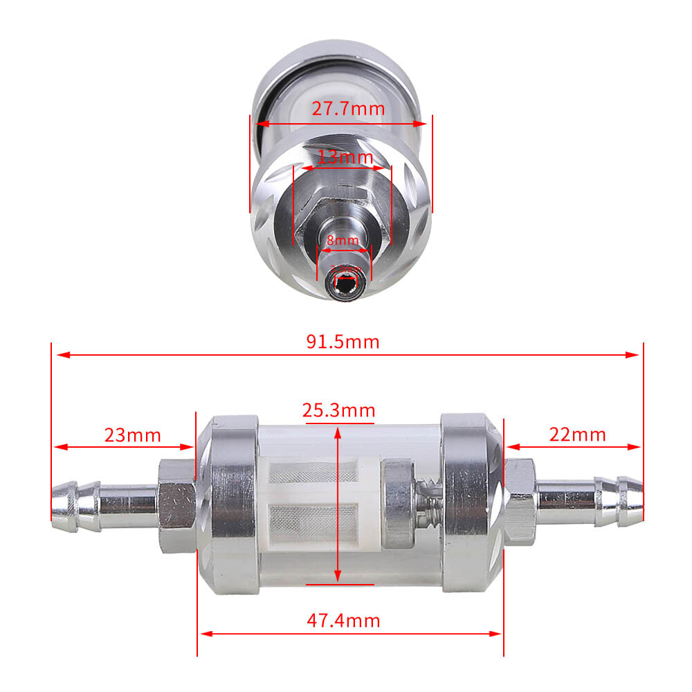 Universal Reusable Washable 5/16″ 8mm Inline Metal Gas Fuel Filter Motorcycle