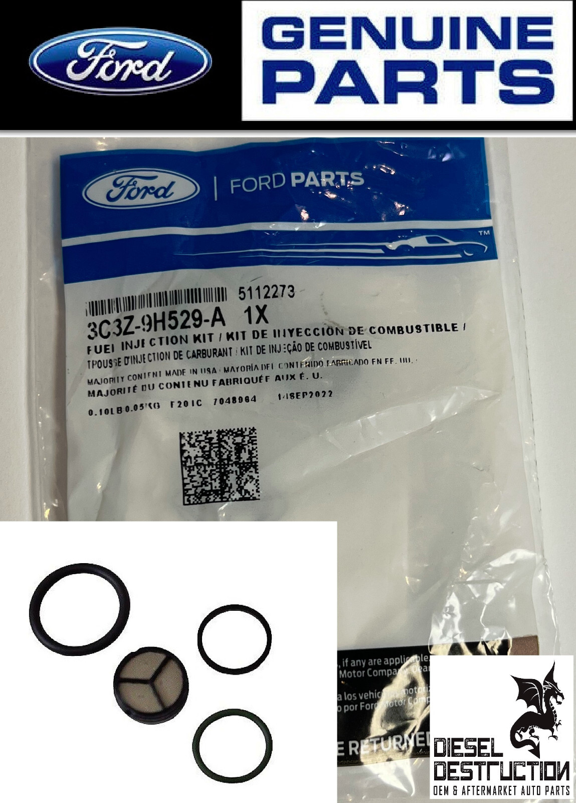 Genuine OEM Ford 6.0L Powerstroke Diesel IPR Seal Screen Kit 3C3Z-9H529-A