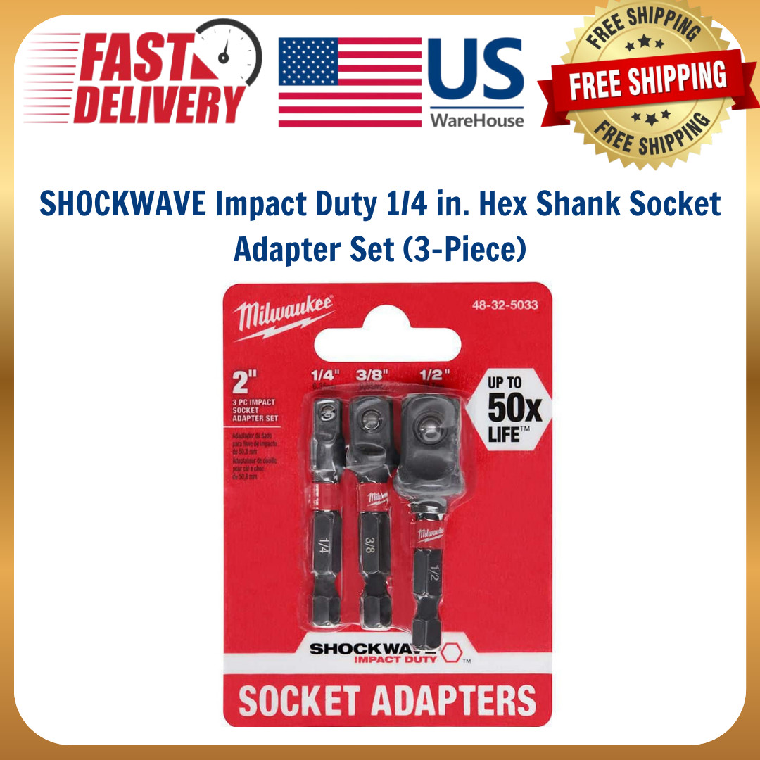 SHOCKWAVE Impact Duty 1/4 in. Hex Shank Socket Adapter Set (3-Piece)