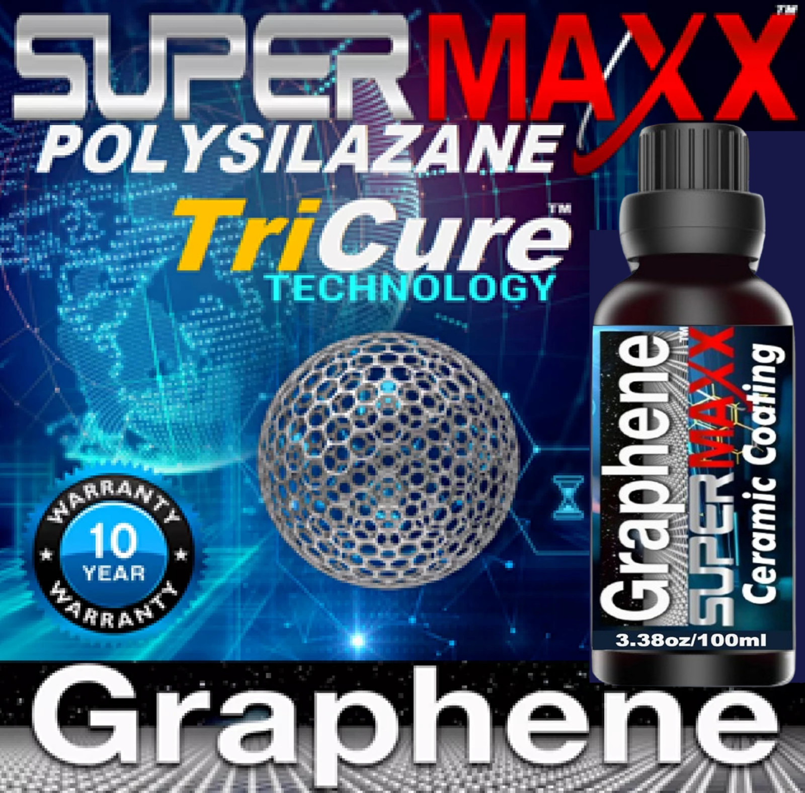 SUPER CERAMIC CAR COATING “10 YEAR” GRAPHENE TOP SELLER ON EBAY 3.38OZ/100ML